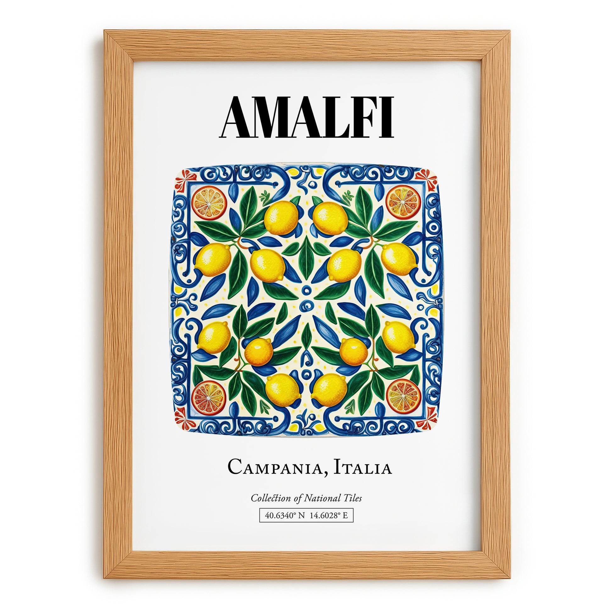Amalfi, Italy – Travel Poster, set in oak frame