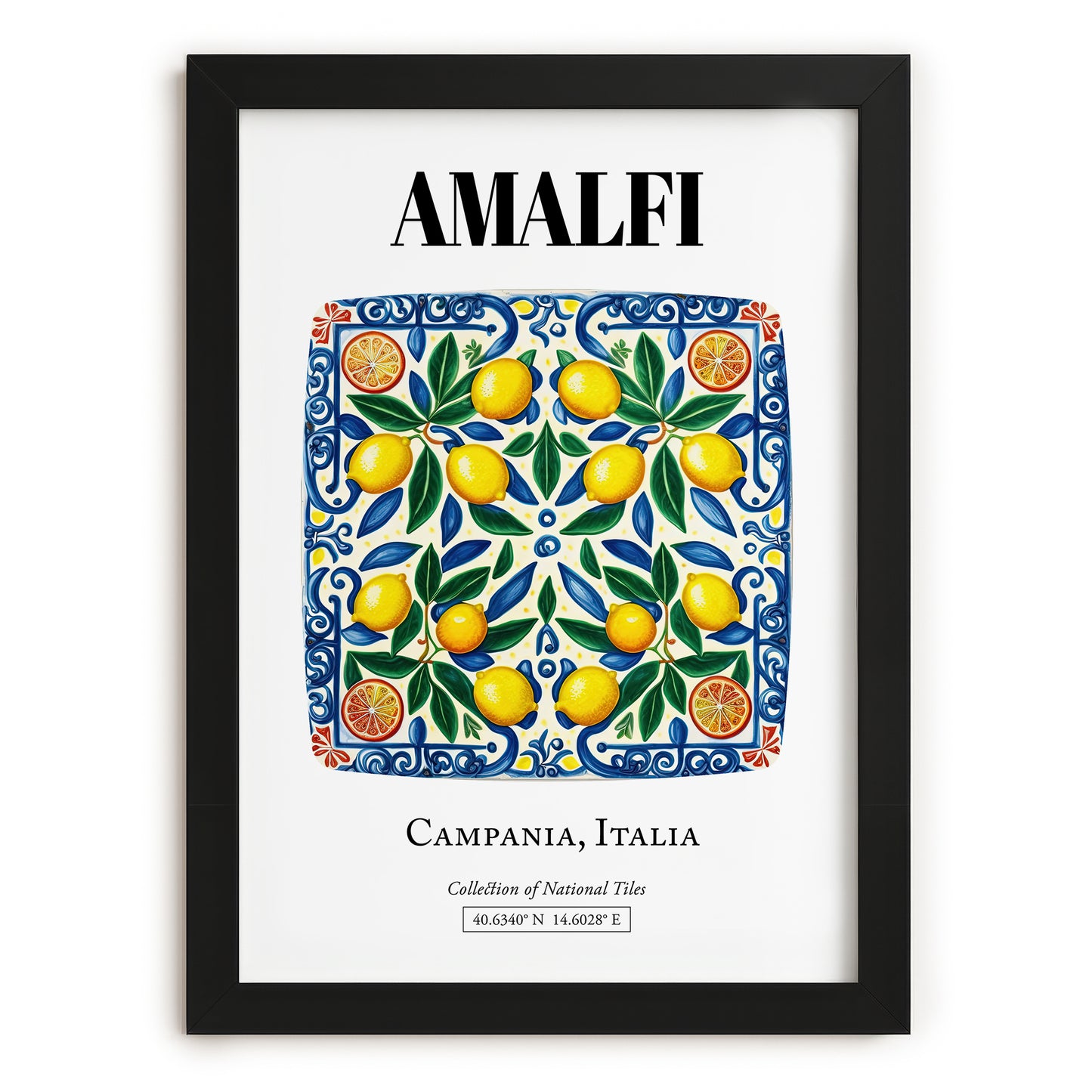 Amalfi, Italy – Travel Poster, in sleek black frame