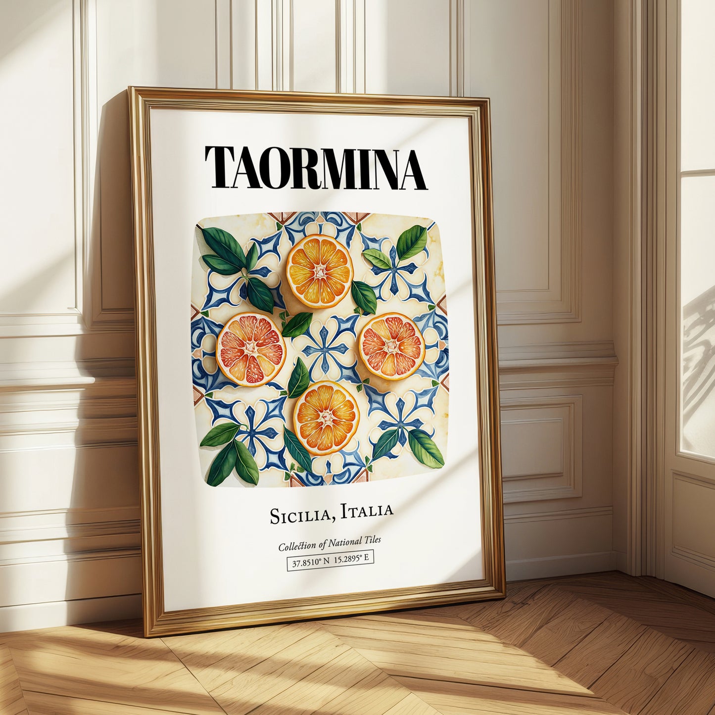 Taormina, Italy – Illustrated Travel Poster, styled in a charming Paris street view