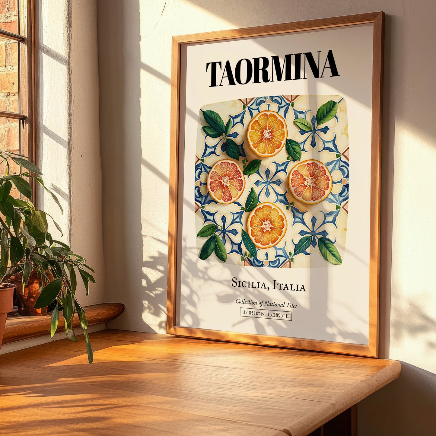 Taormina, Italy – Illustrated Travel Poster, clean layout with no caption