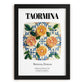 Taormina, Italy – Illustrated Travel Poster, in sleek black frame