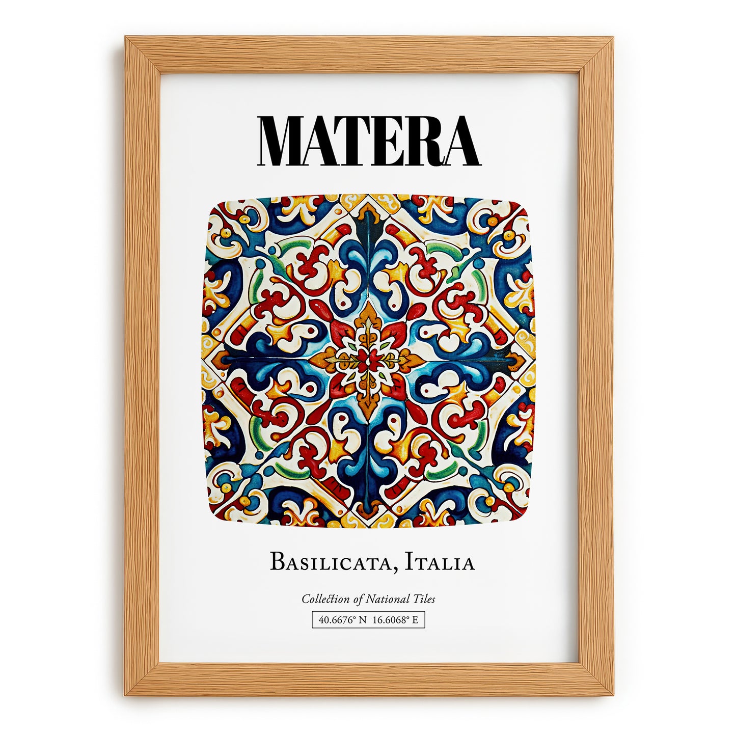 Matera, Italy – Travel Print, set in oak frame