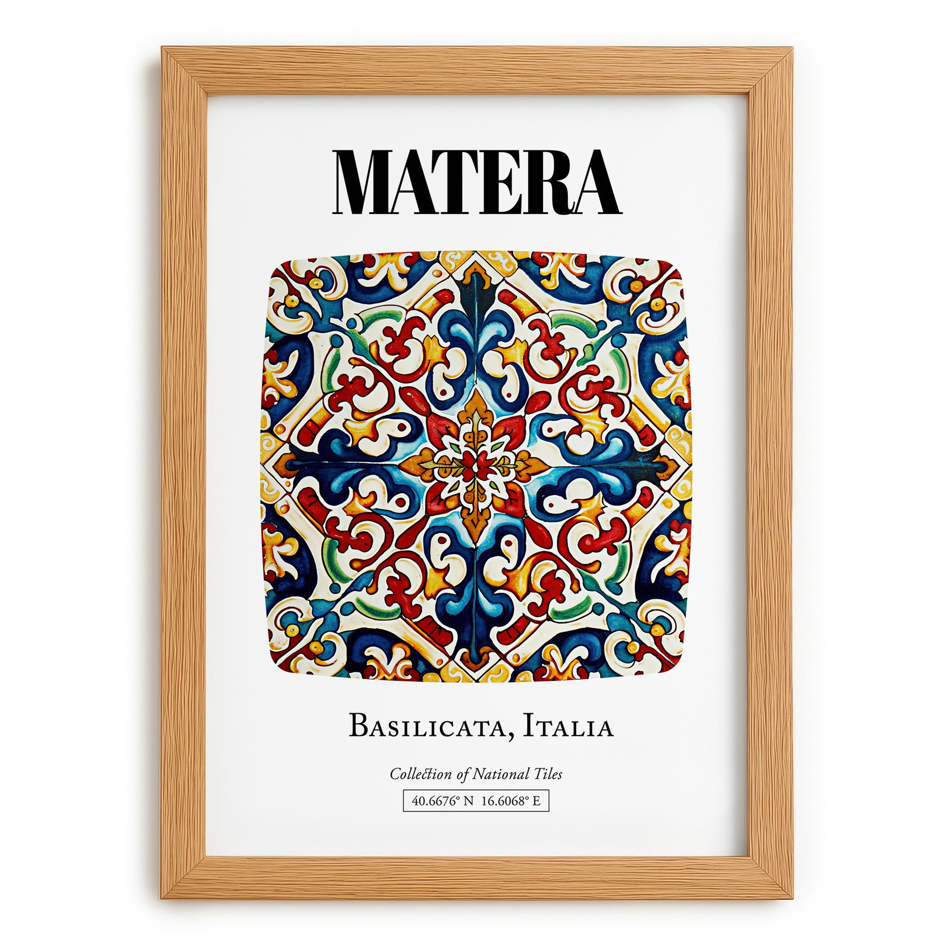 Matera, Italy – Travel Print, set in oak frame