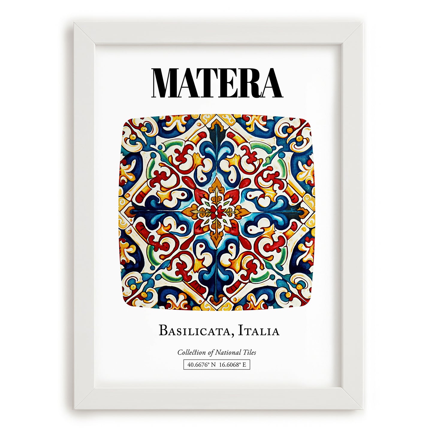 Matera, Italy – Travel Print, placed in minimal white frame