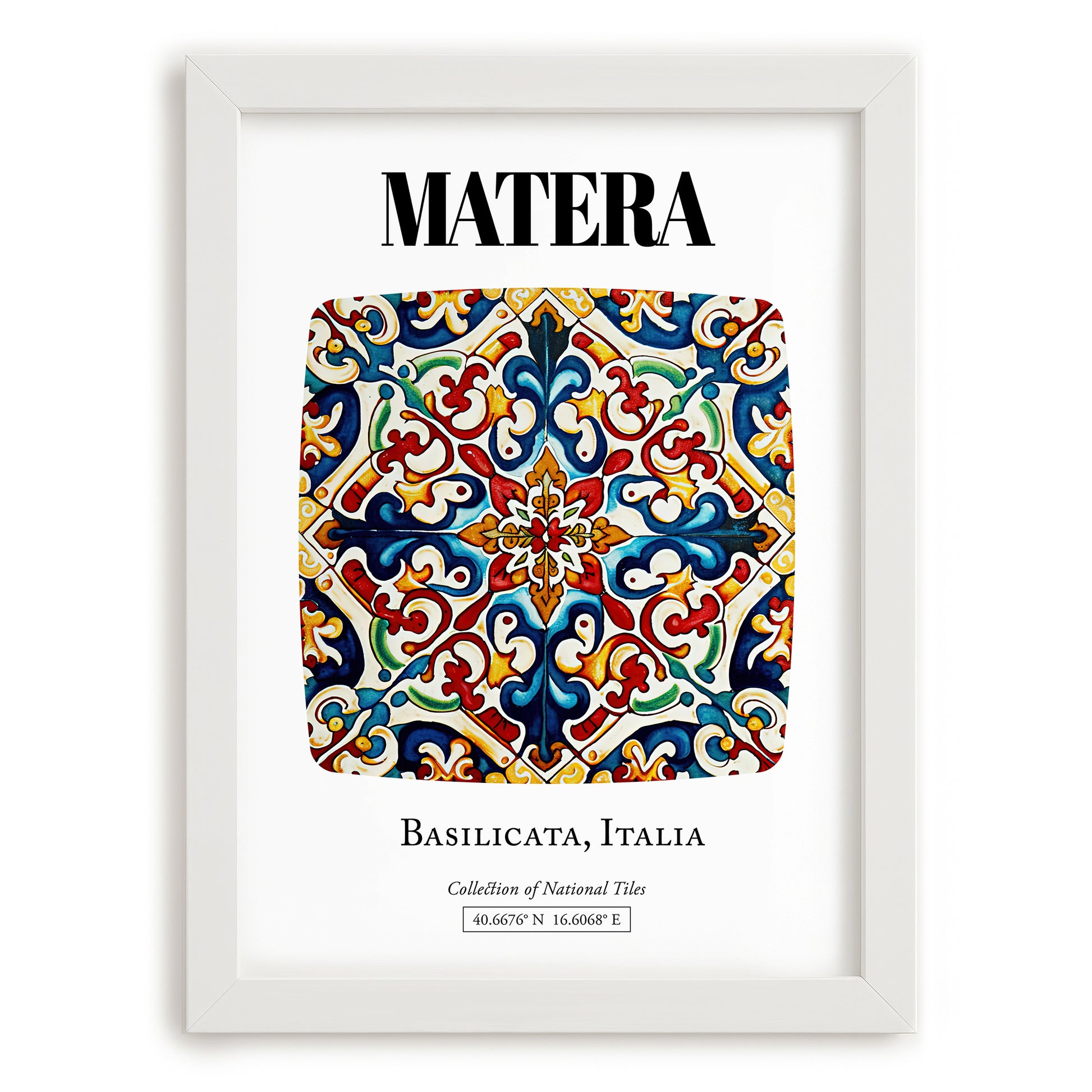Matera, Italy – Travel Print, placed in minimal white frame