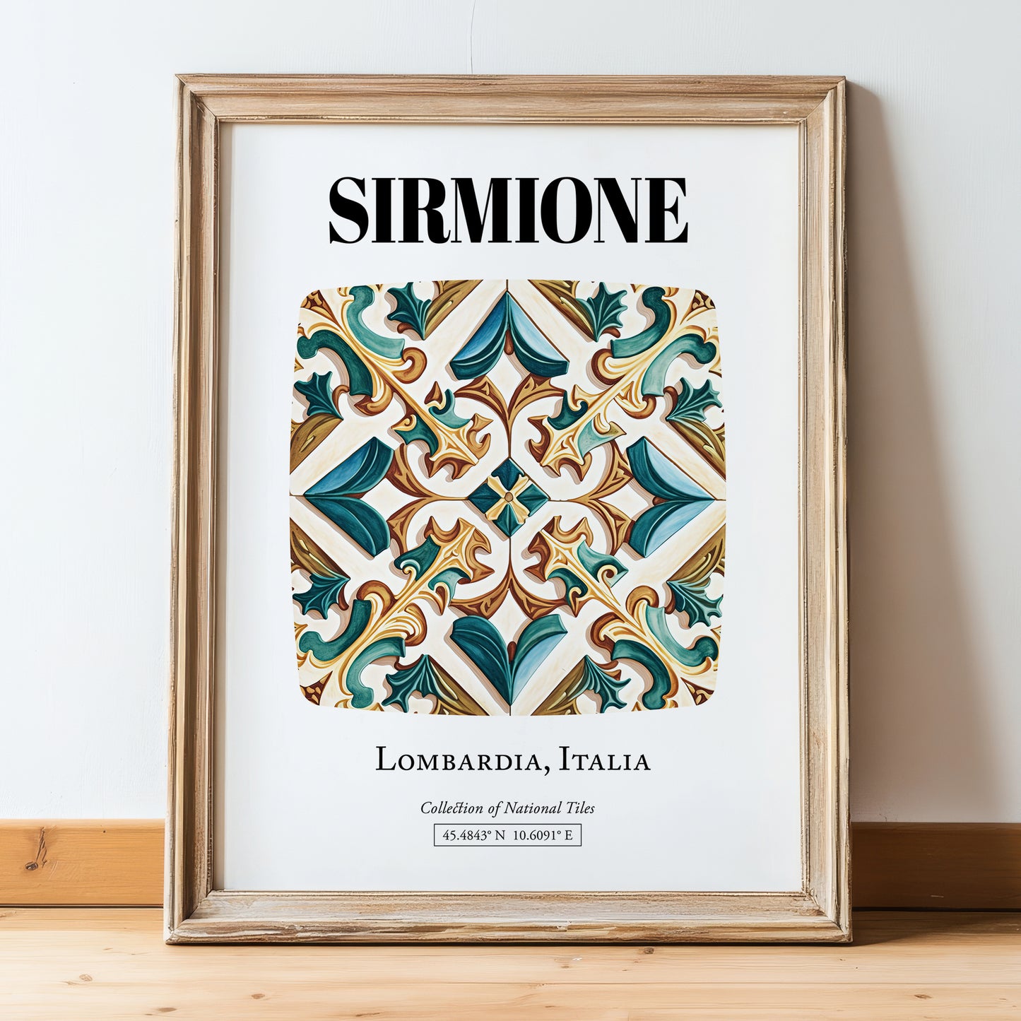 Sirmione, Italy – Travel Print, in wooden frame leaning on the floor