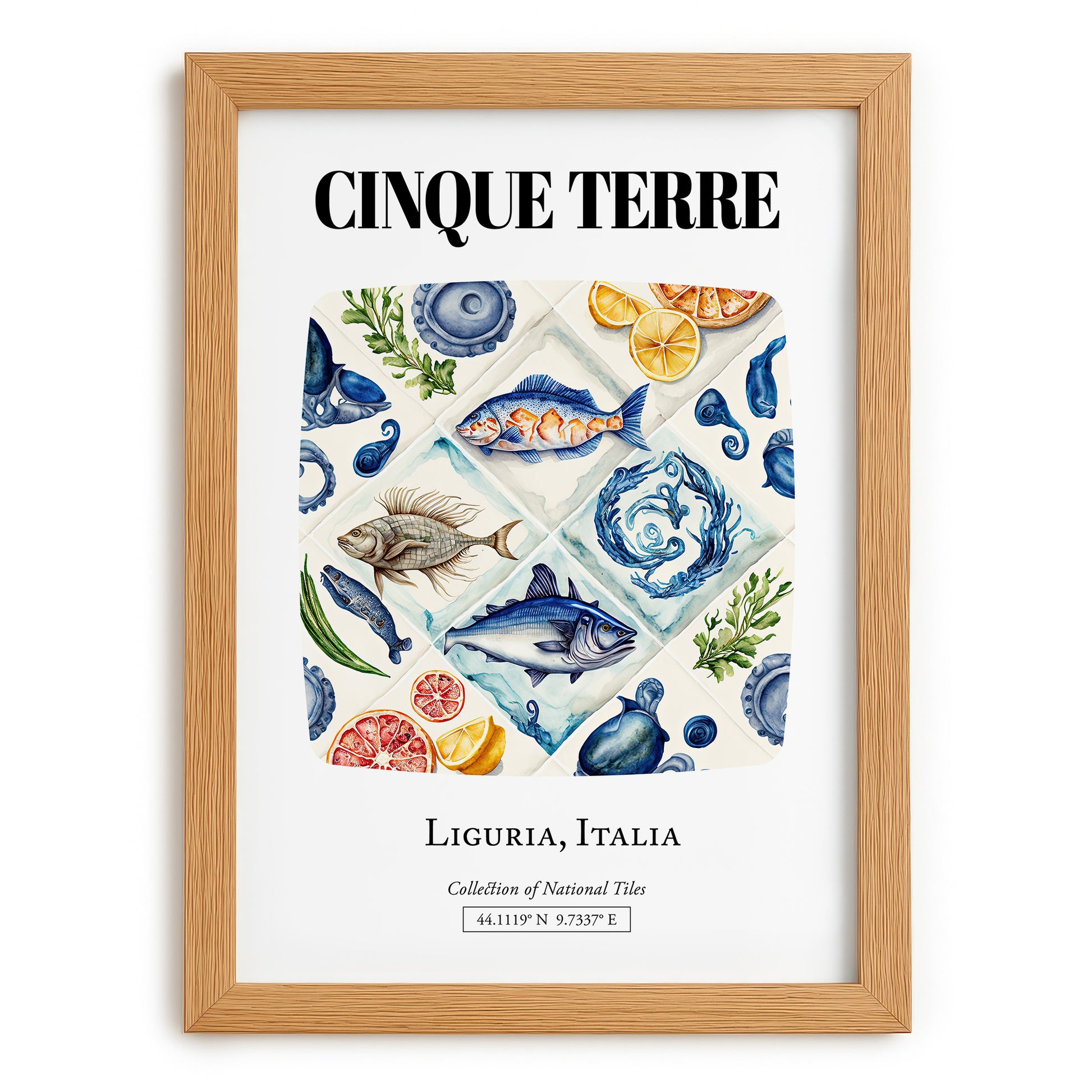 Cinque Terre, Italy – Travel Poster, set in oak frame