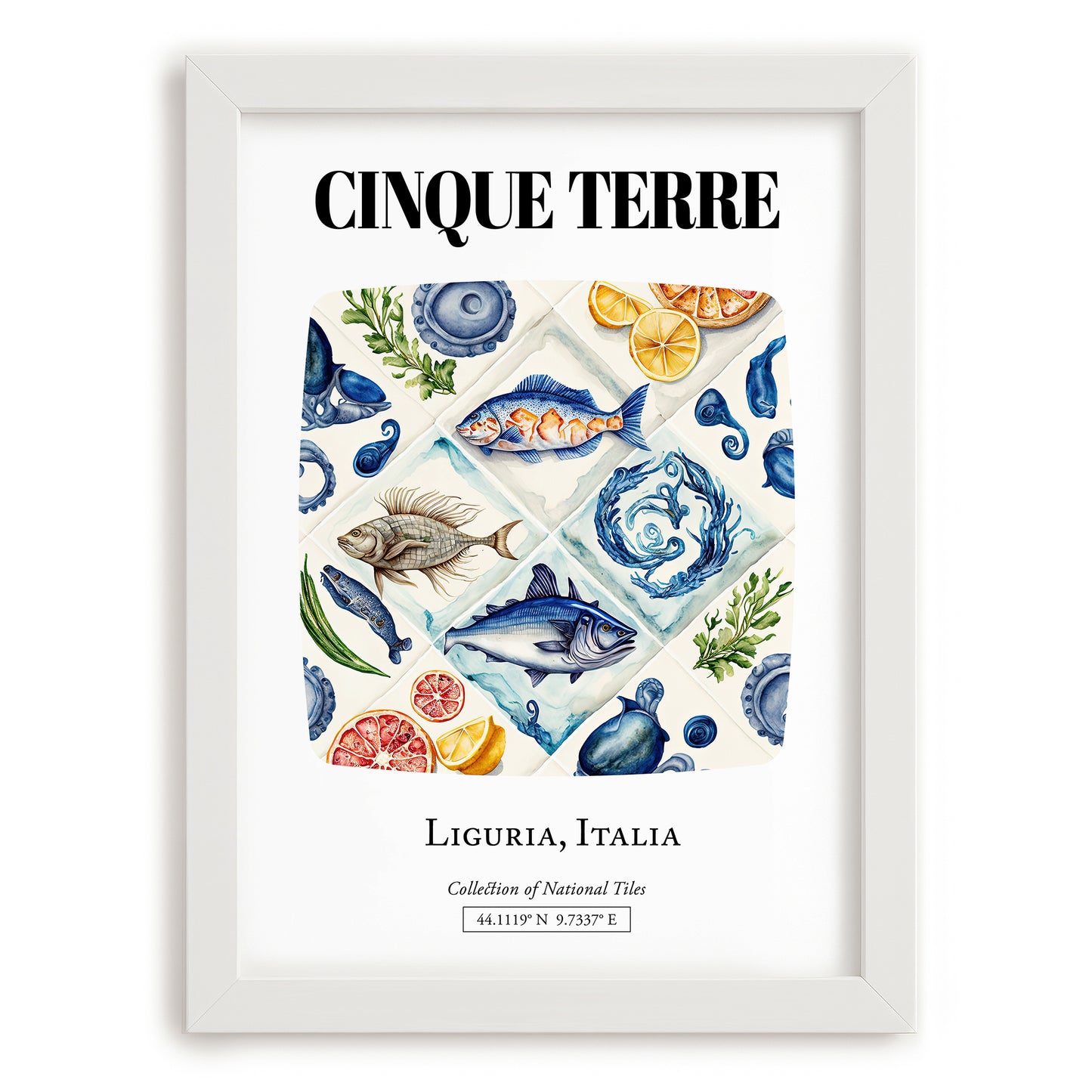 Cinque Terre, Italy – Travel Poster, placed in minimal white frame