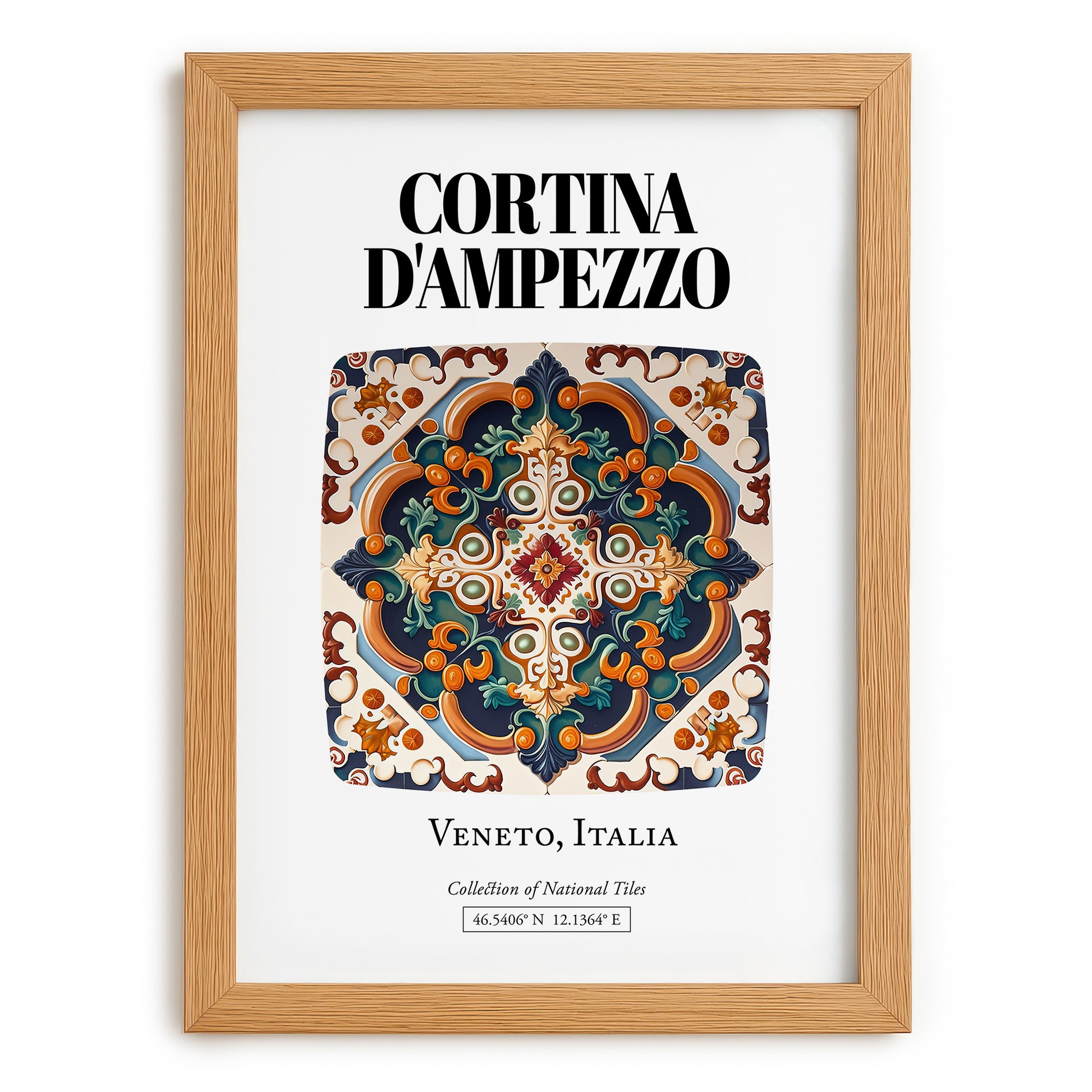 Cortina D'ampezzo, Italy – Country Culture Poster, set in oak frame