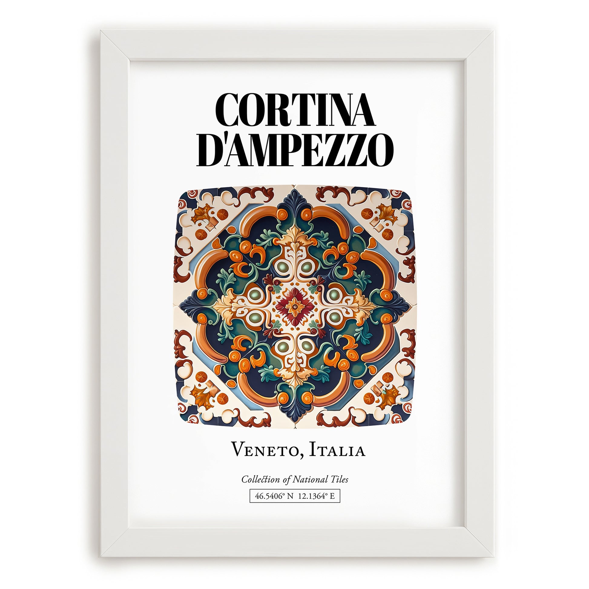 Cortina D'ampezzo, Italy – Country Culture Poster, placed in minimal white frame