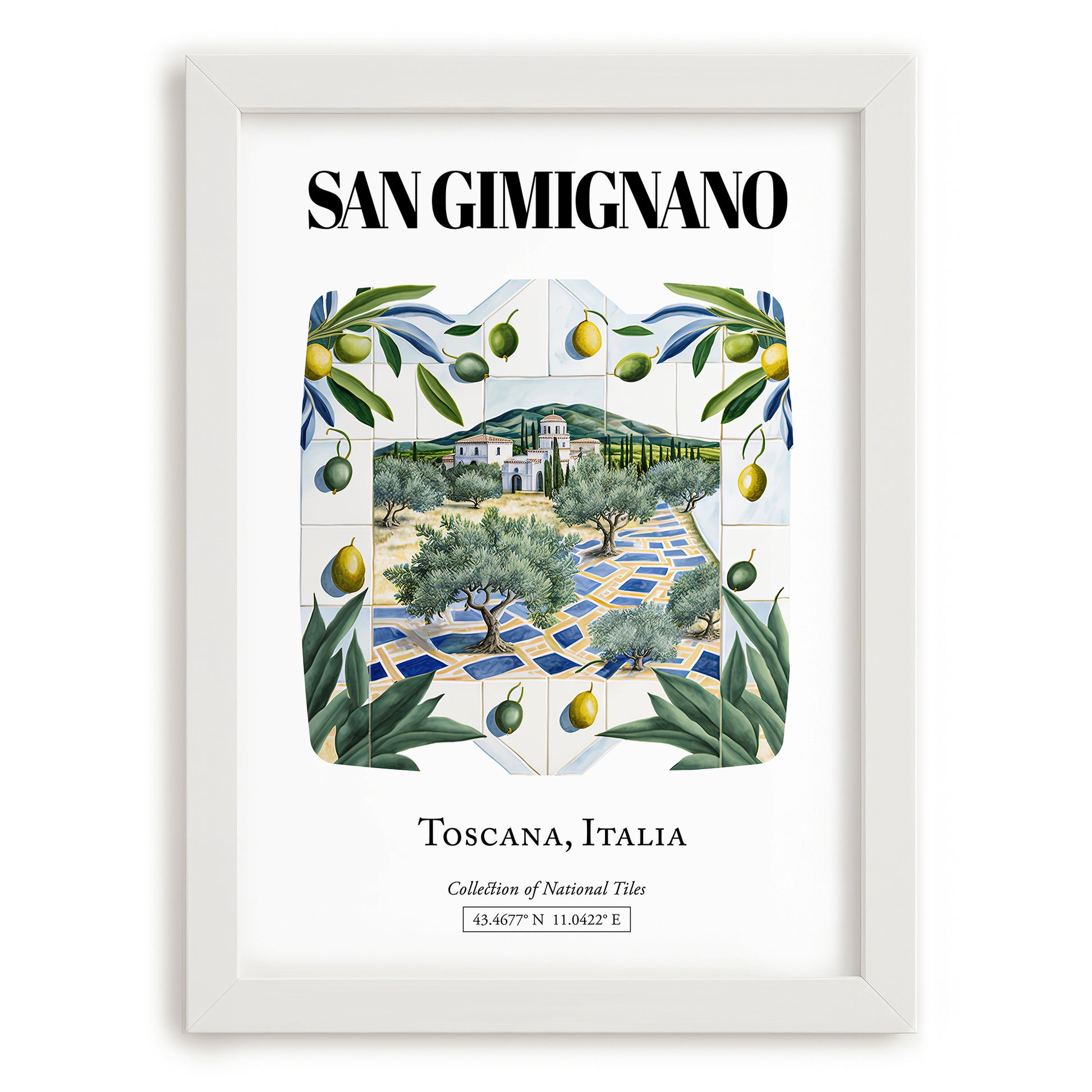 San Gimignano, Italy – Travel Wall Decor, placed in minimal white frame