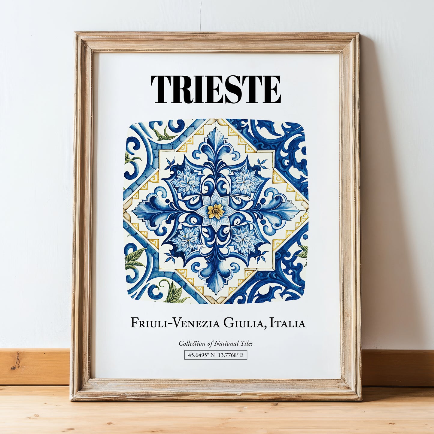 Trieste, Italy – Cultural Heritage Wall Art, in wooden frame leaning on the floor