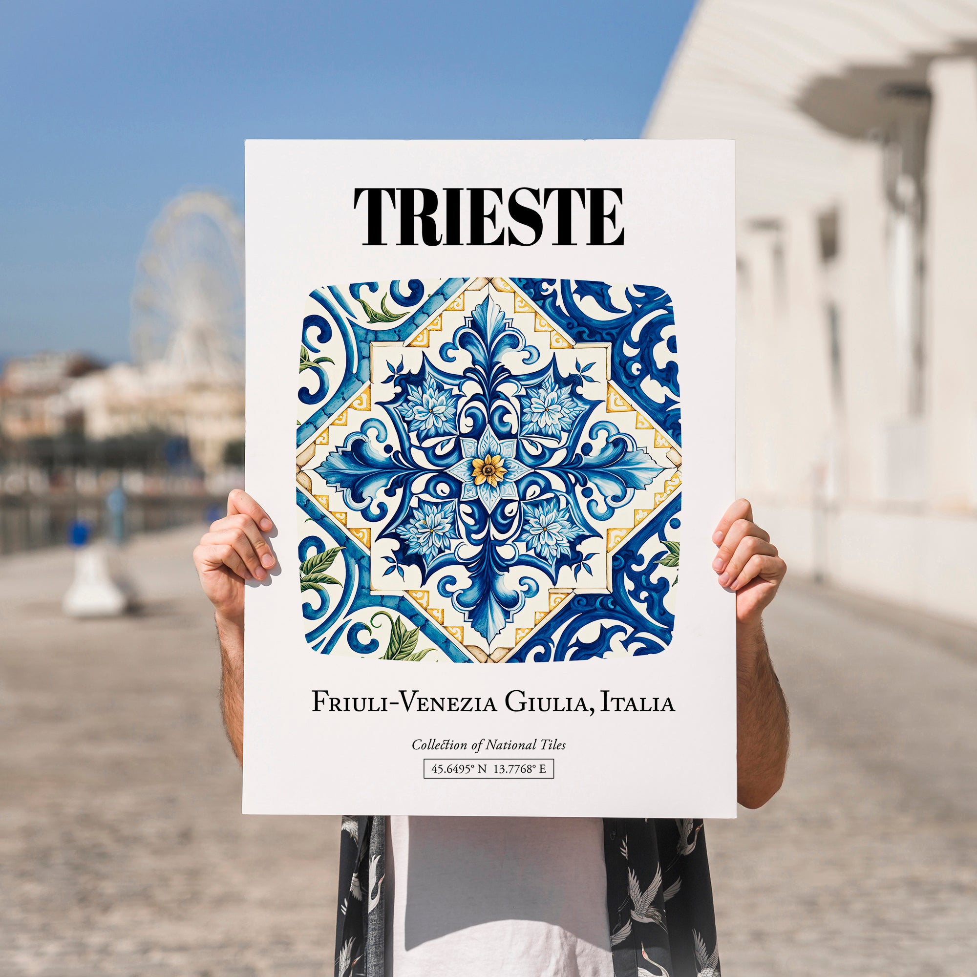 Trieste, Italy – Cultural Heritage Wall Art, no-text version framed in wood