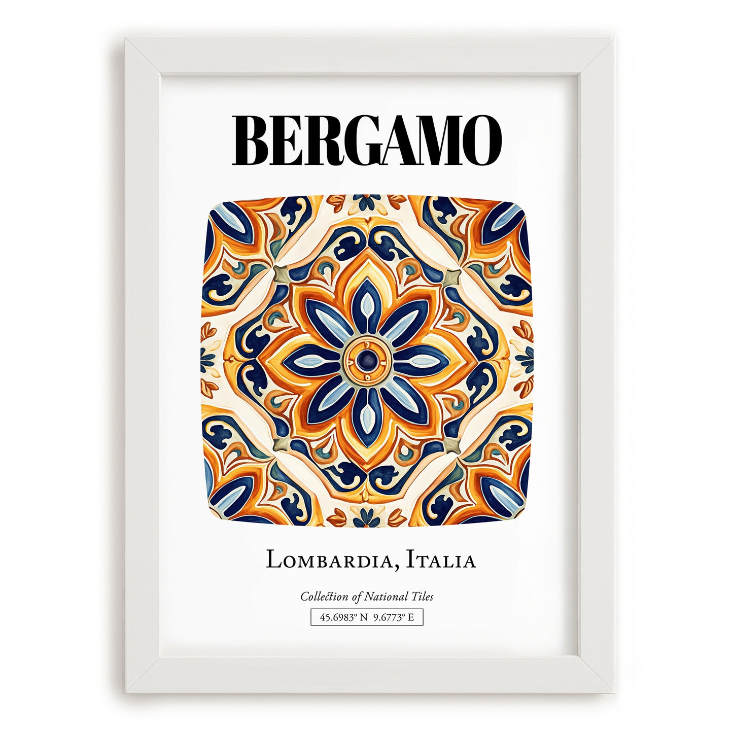 Bergamo, Italy – Travel Memories Wall Print, placed in minimal white frame