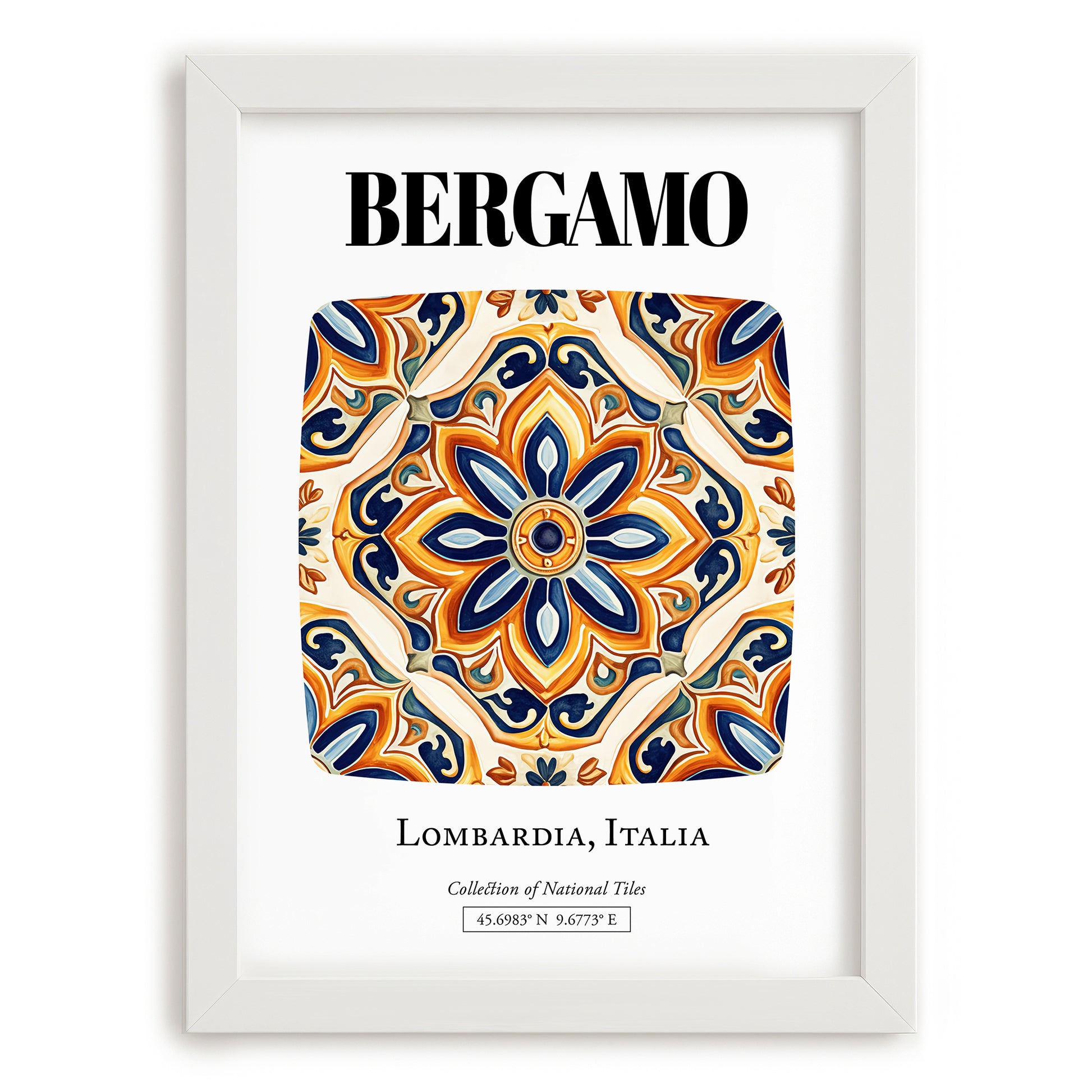 Bergamo, Italy – Travel Memories Wall Print, placed in minimal white frame