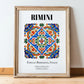 Rimini, Italy – Illustrated Travel Poster, in wooden frame leaning on the floor