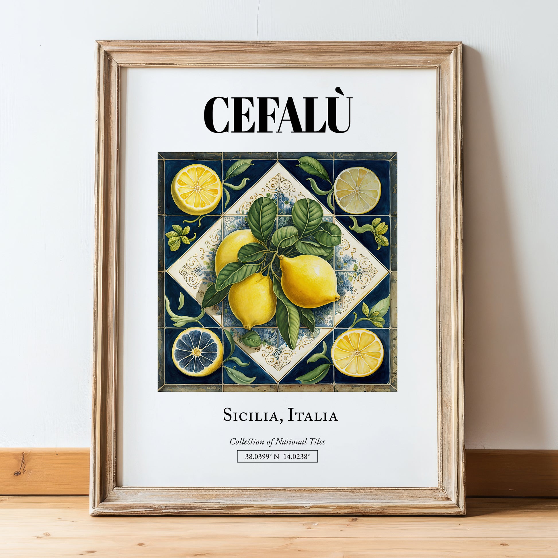 Cefalù, Italy – Travel Print, in wooden frame leaning on the floor