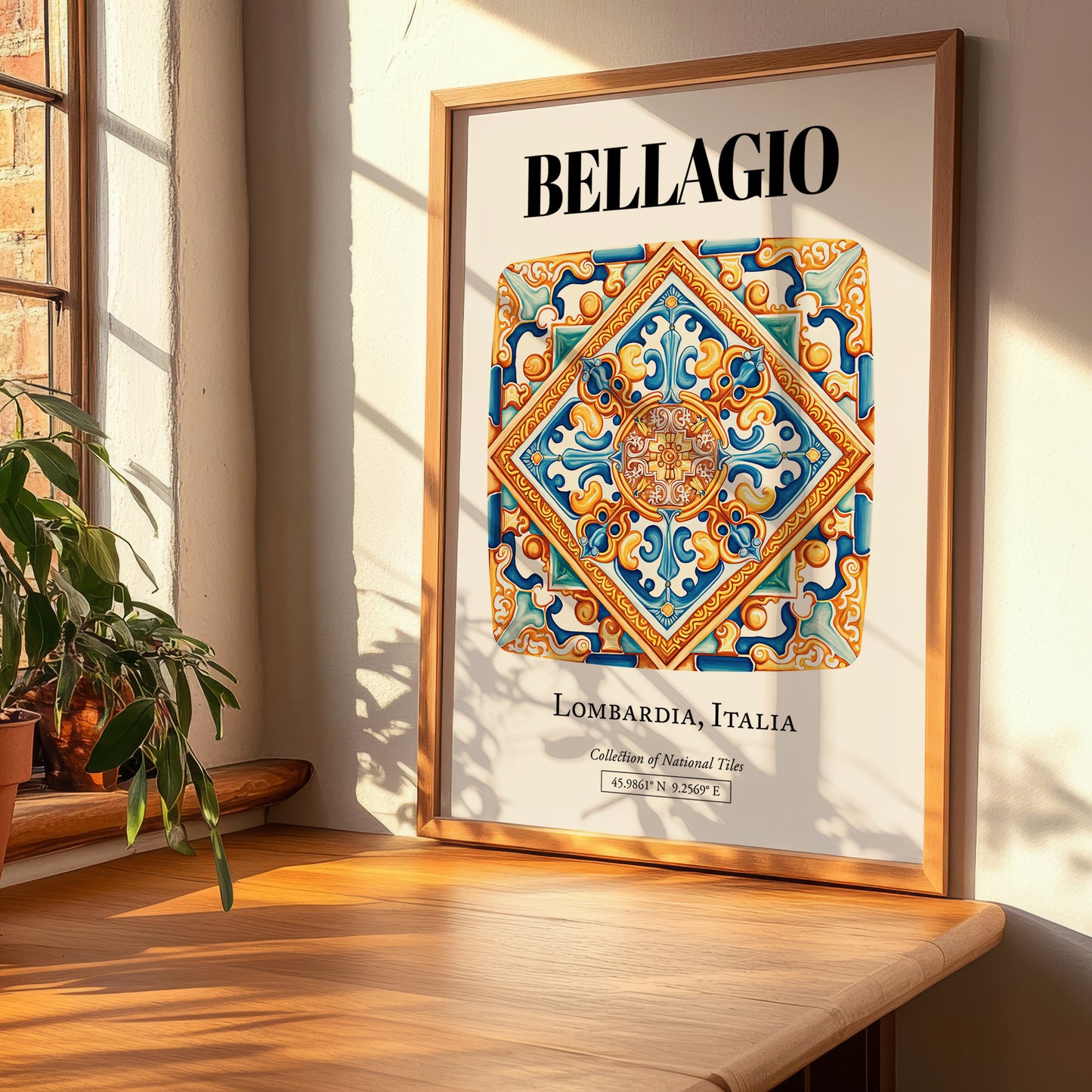 Bellagio, Italy – Vintage Travel Poster, clean layout with no caption