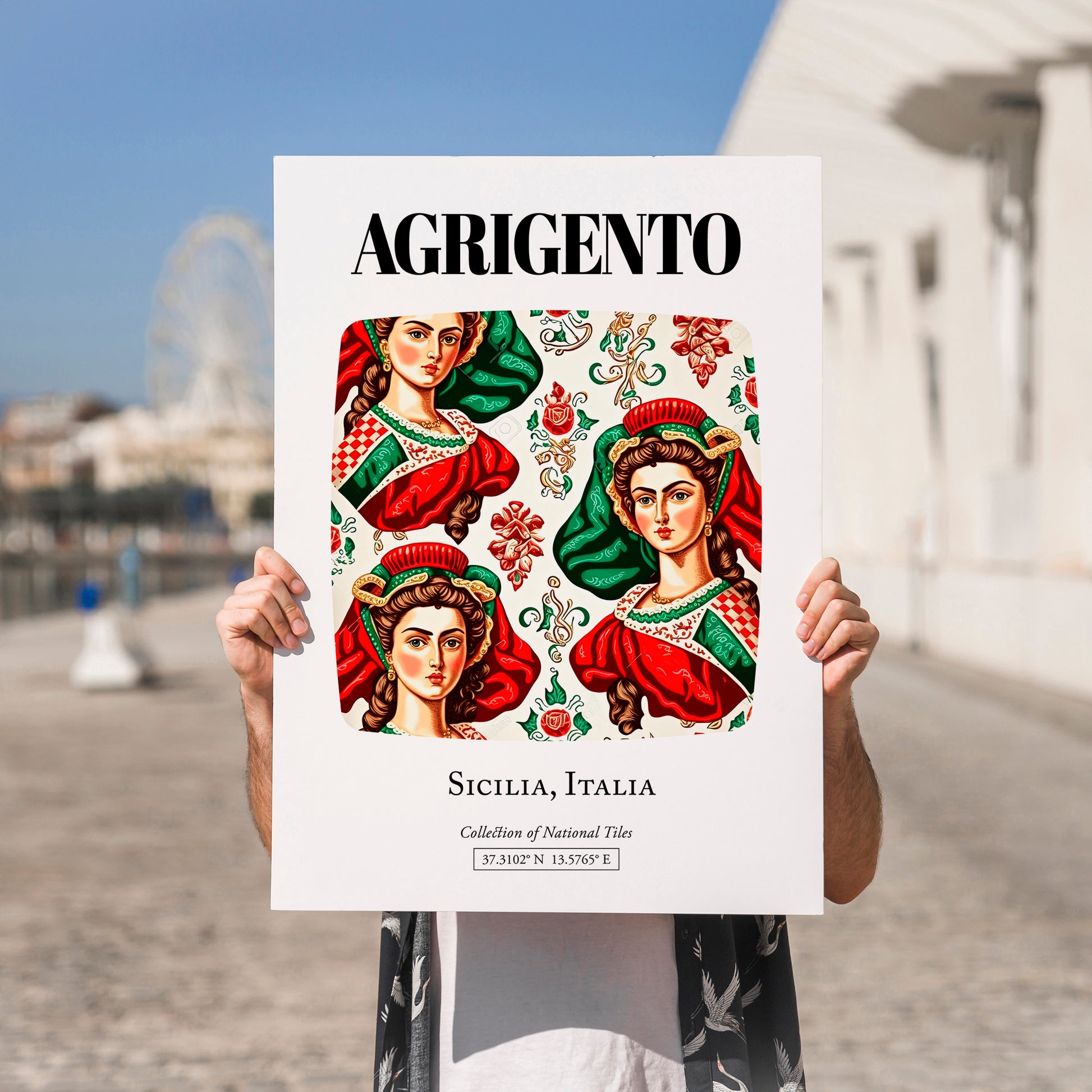 Agrigento, Italy – Minimalist Travel Print, no-text version framed in wood