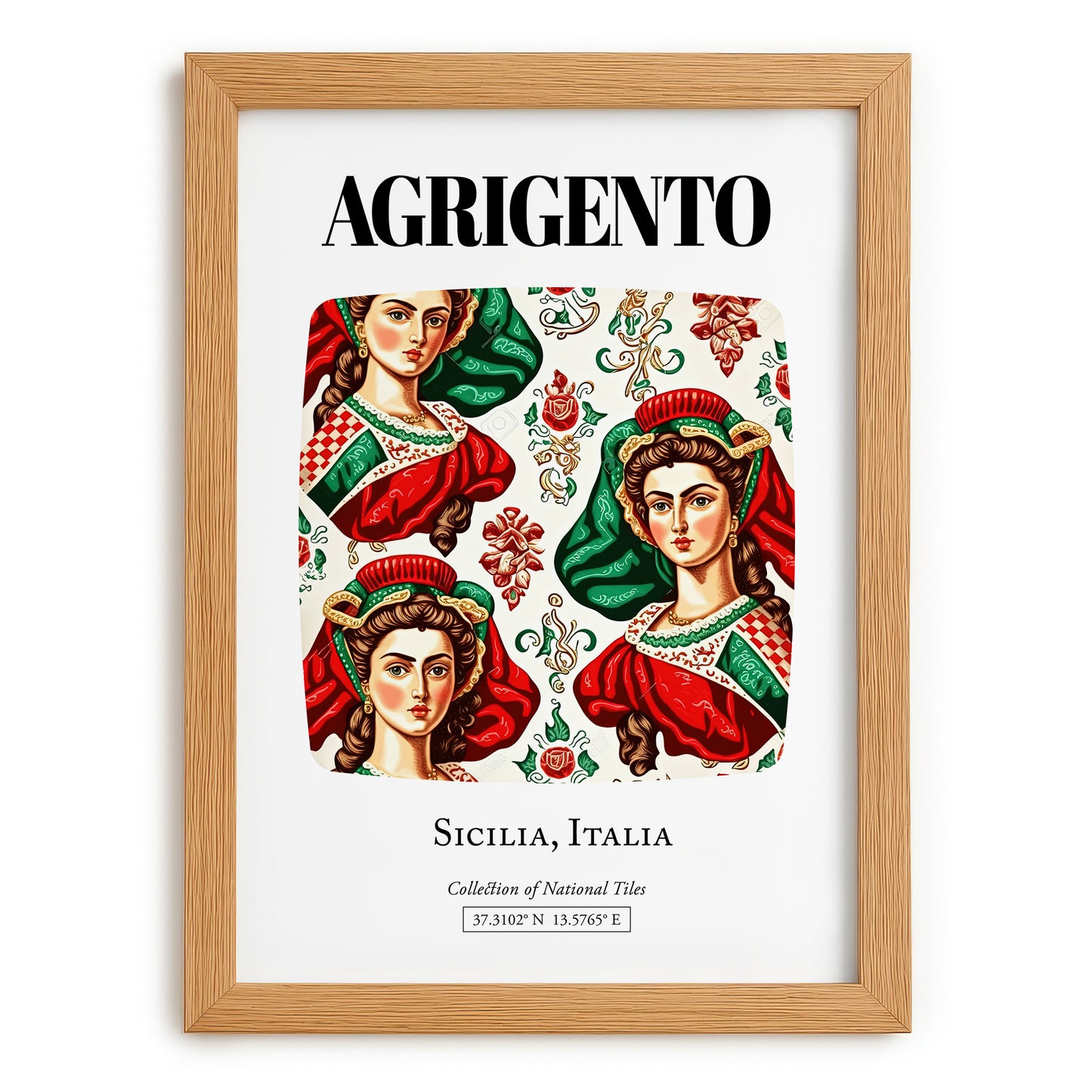 Agrigento, Italy – Minimalist Travel Print, set in oak frame