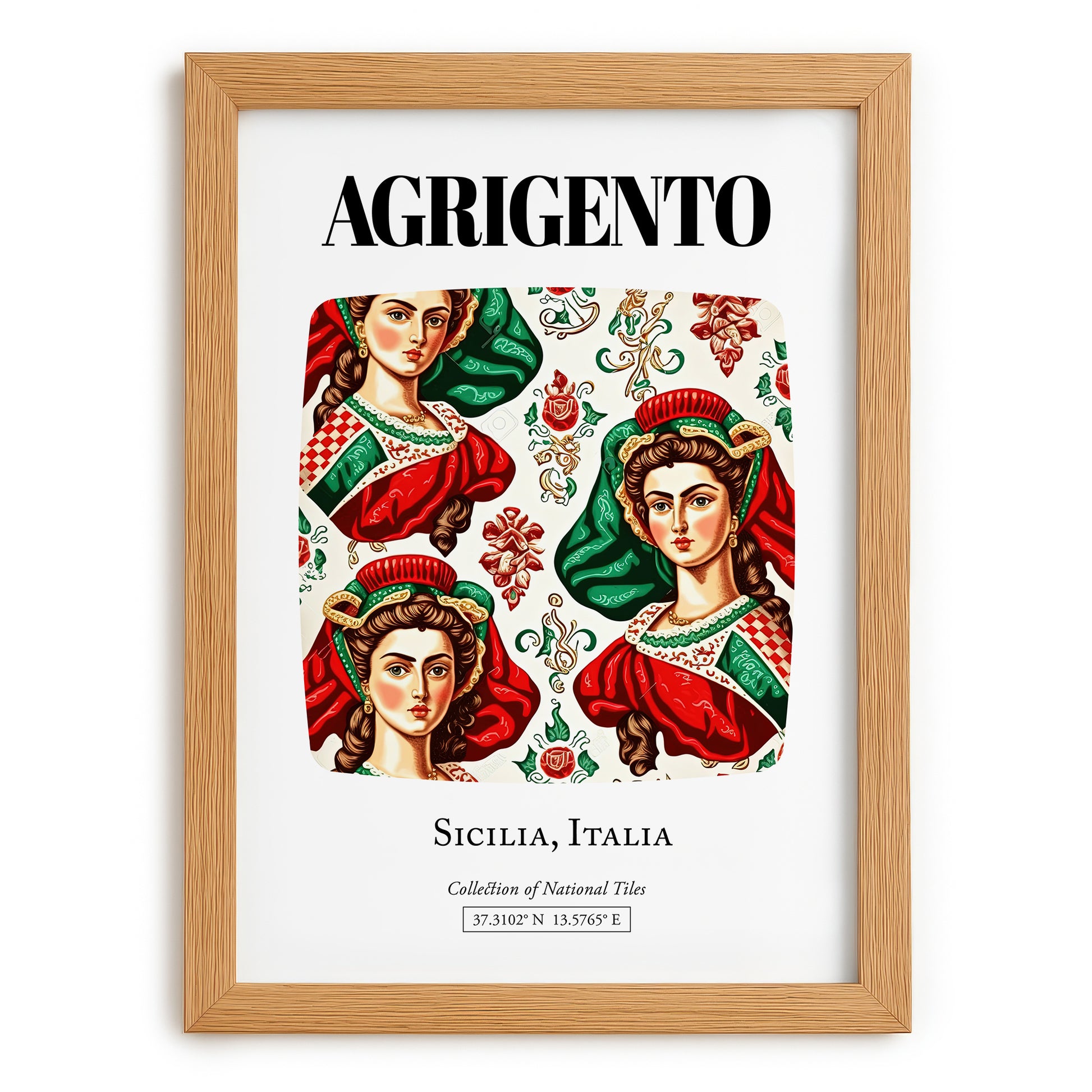 Agrigento, Italy – Minimalist Travel Print, set in oak frame