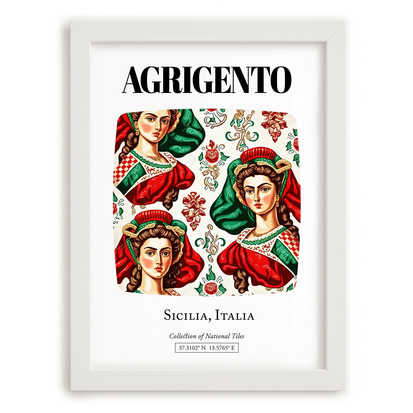 Agrigento, Italy – Minimalist Travel Print, placed in minimal white frame