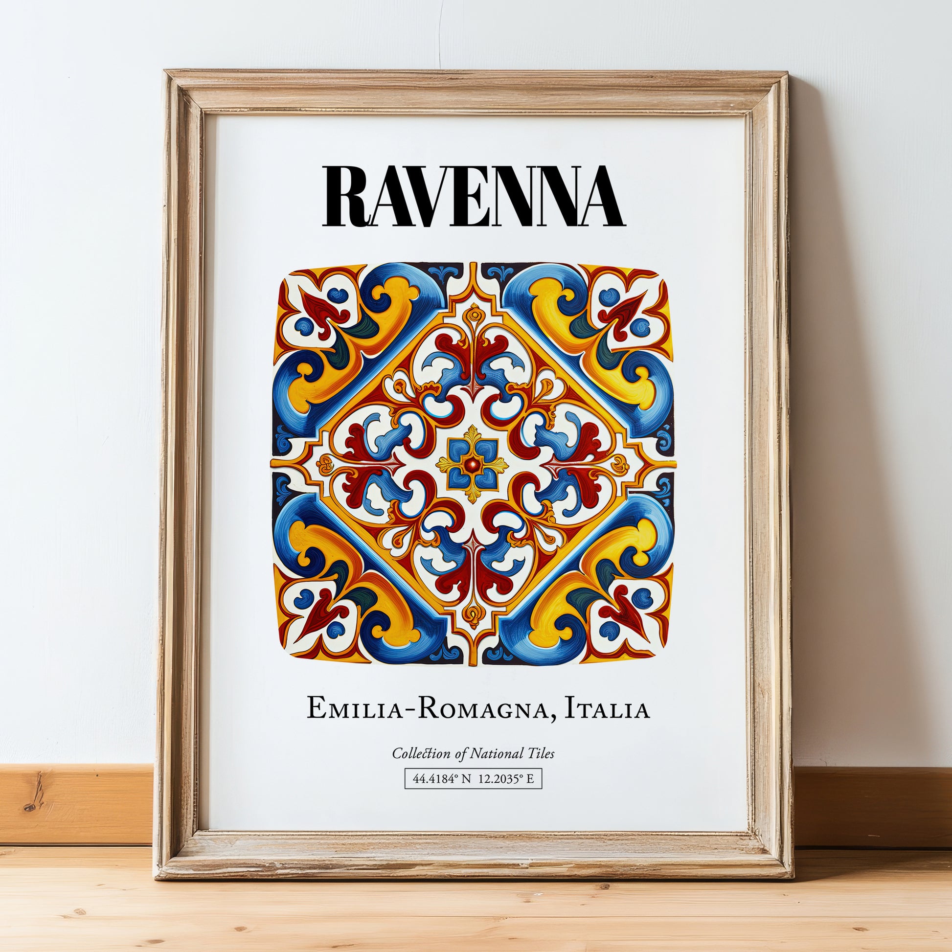 Ravenna, Italy – Historic Cities Art Print, in wooden frame leaning on the floor