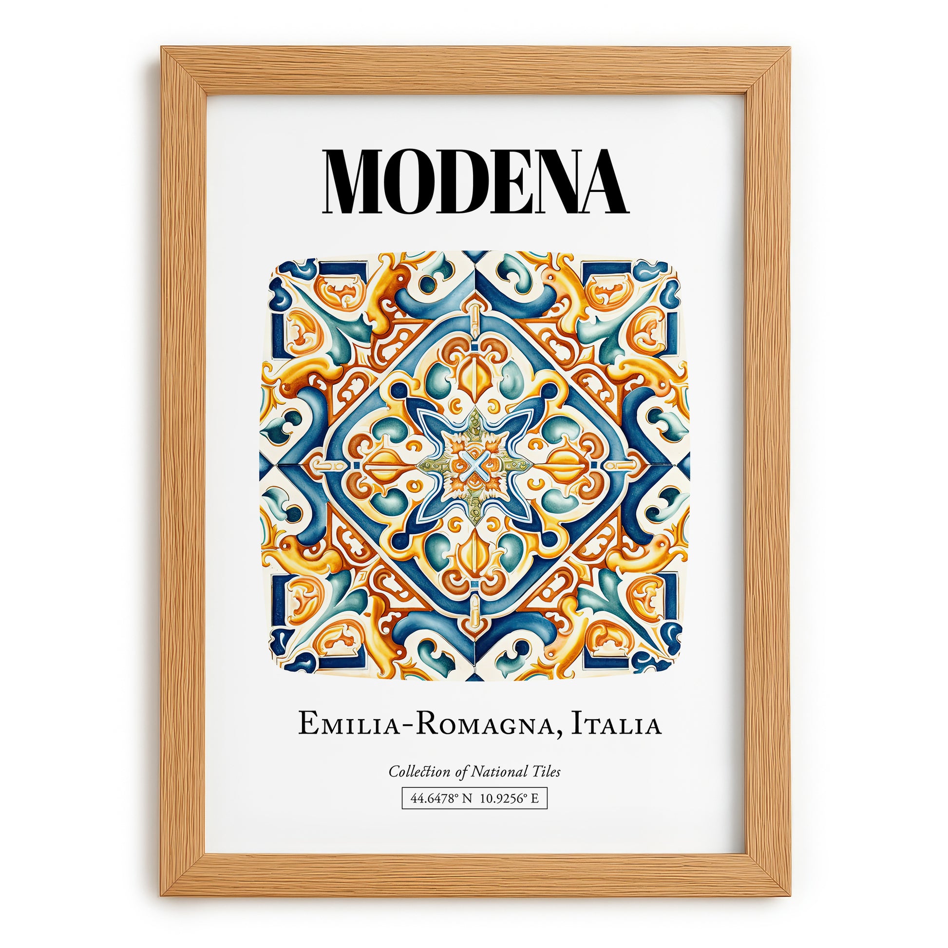 Modena, Italy – Travel Poster, set in oak frame