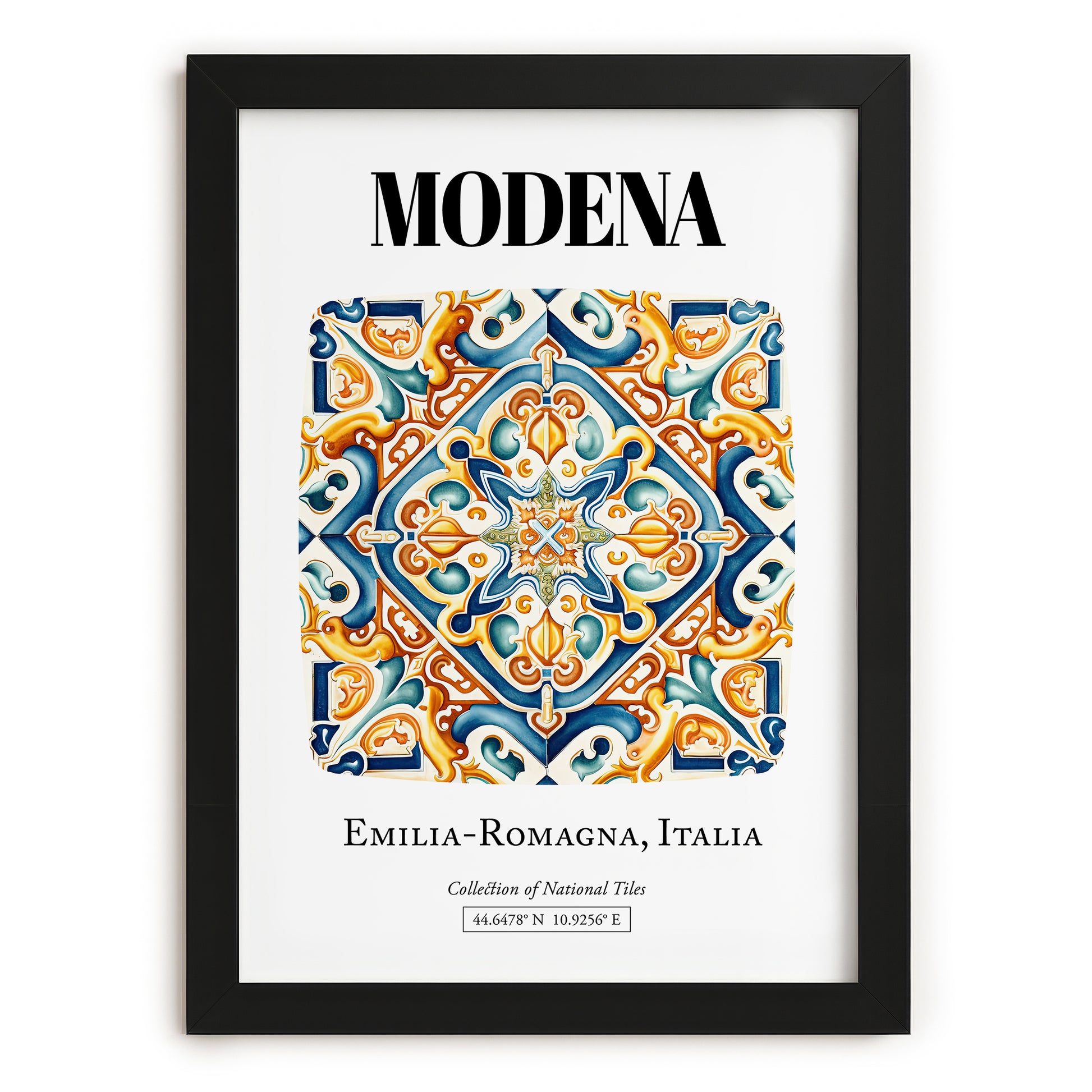 Modena, Italy – Travel Poster, in sleek black frame