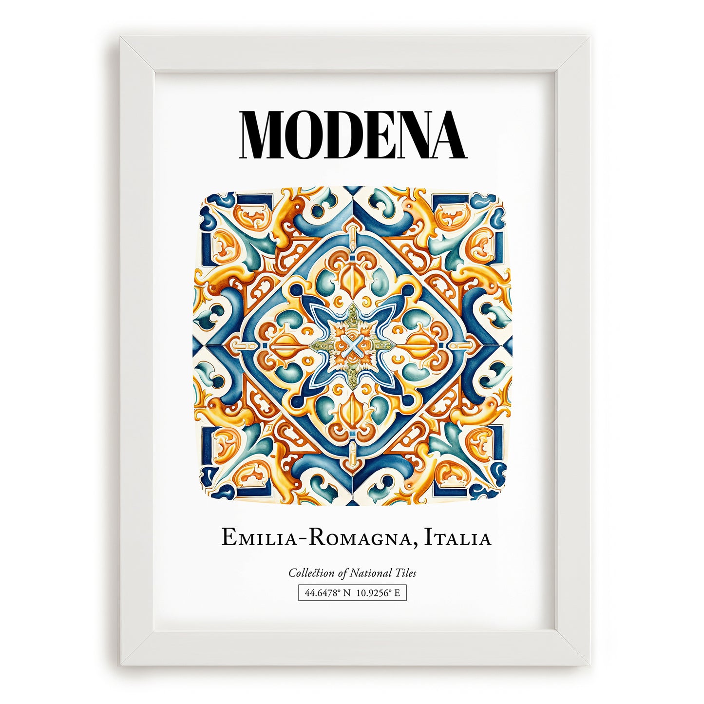 Modena, Italy – Travel Poster, placed in minimal white frame