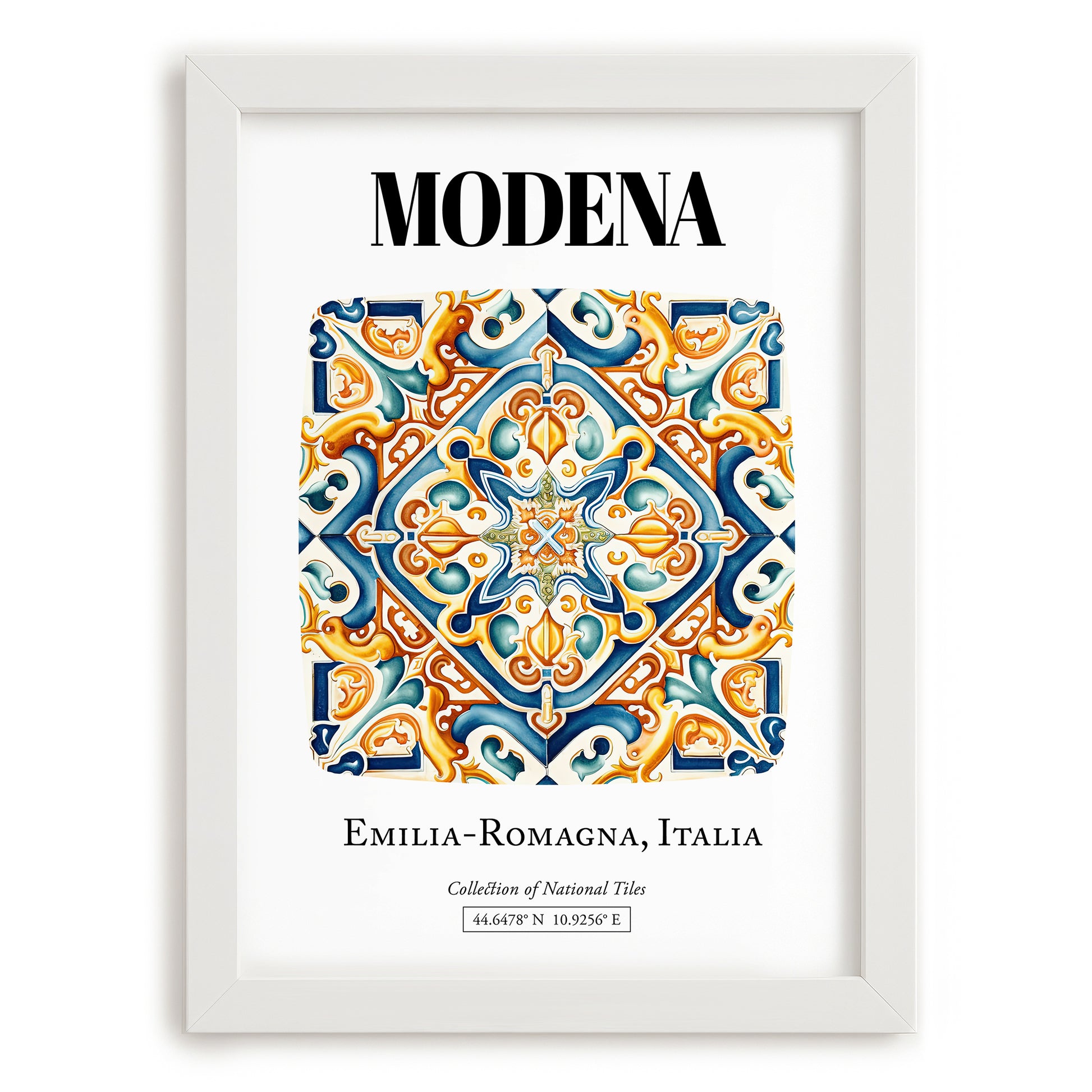 Modena, Italy – Travel Poster, placed in minimal white frame