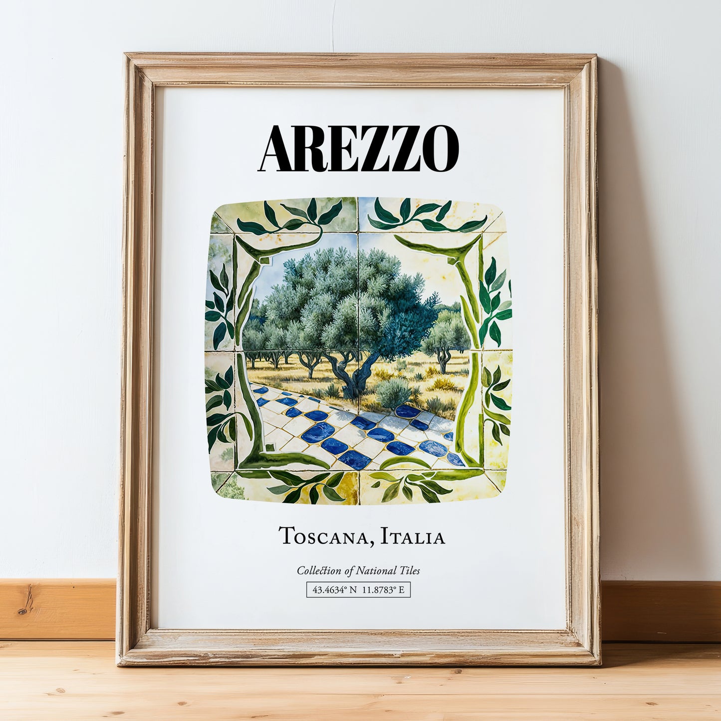 Arezzo, Italy – Travel Wall Art, in wooden frame leaning on the floor
