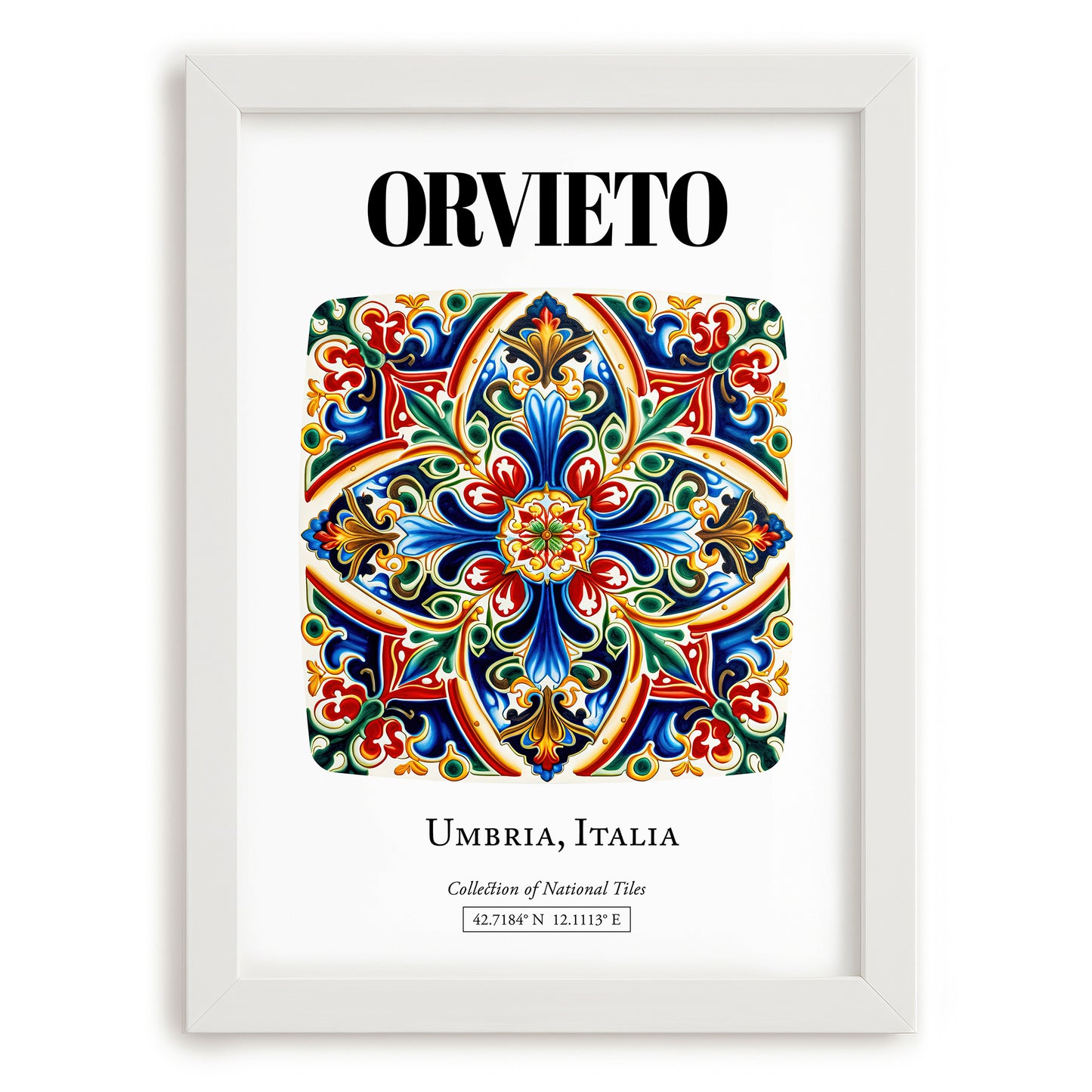 Orvieto, Italy – Country Culture Poster, placed in minimal white frame