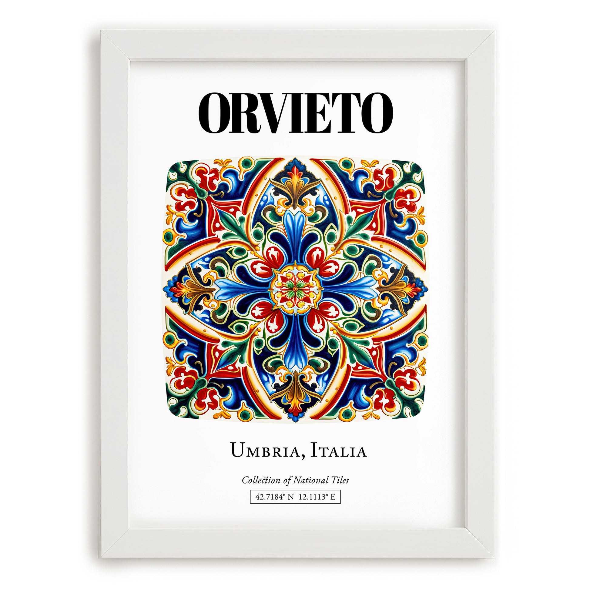 Orvieto, Italy – Country Culture Poster, placed in minimal white frame