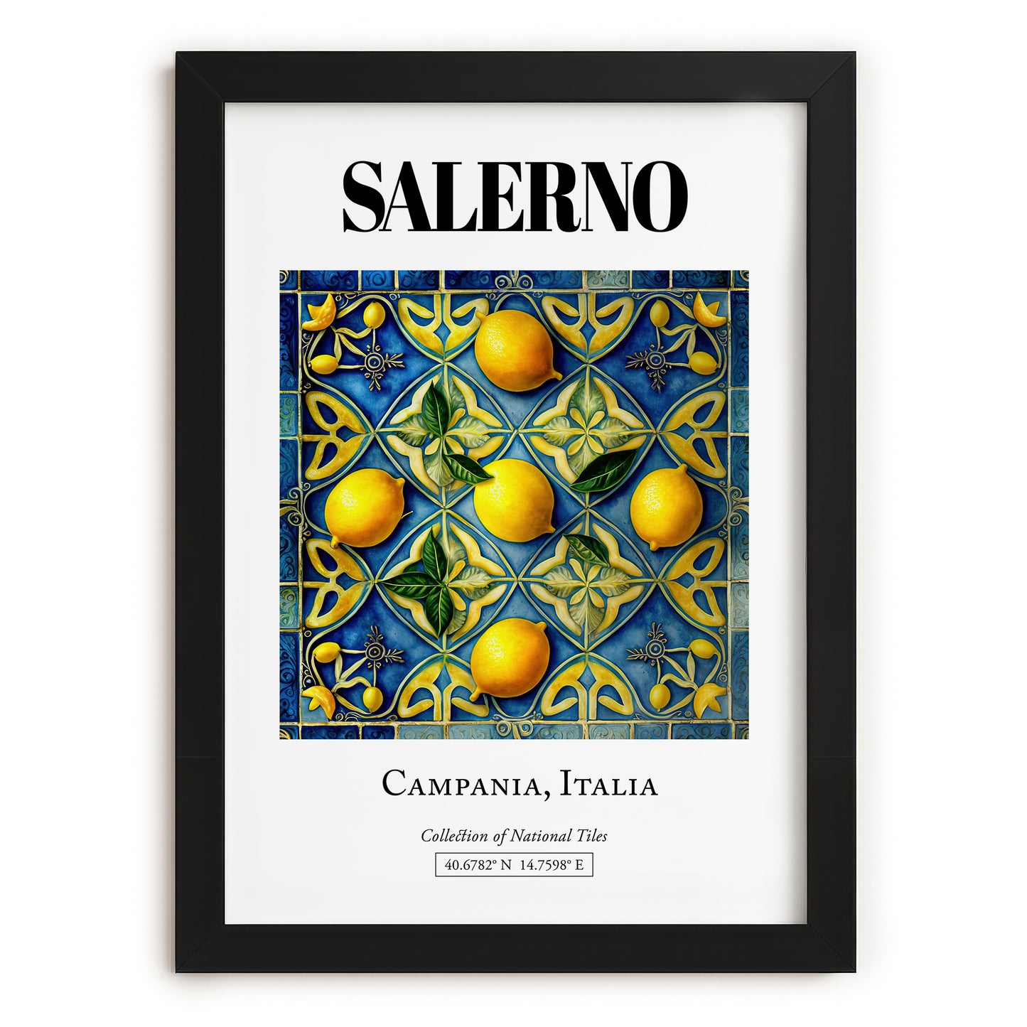 Salerno, Italy – Travel Print, in sleek black frame