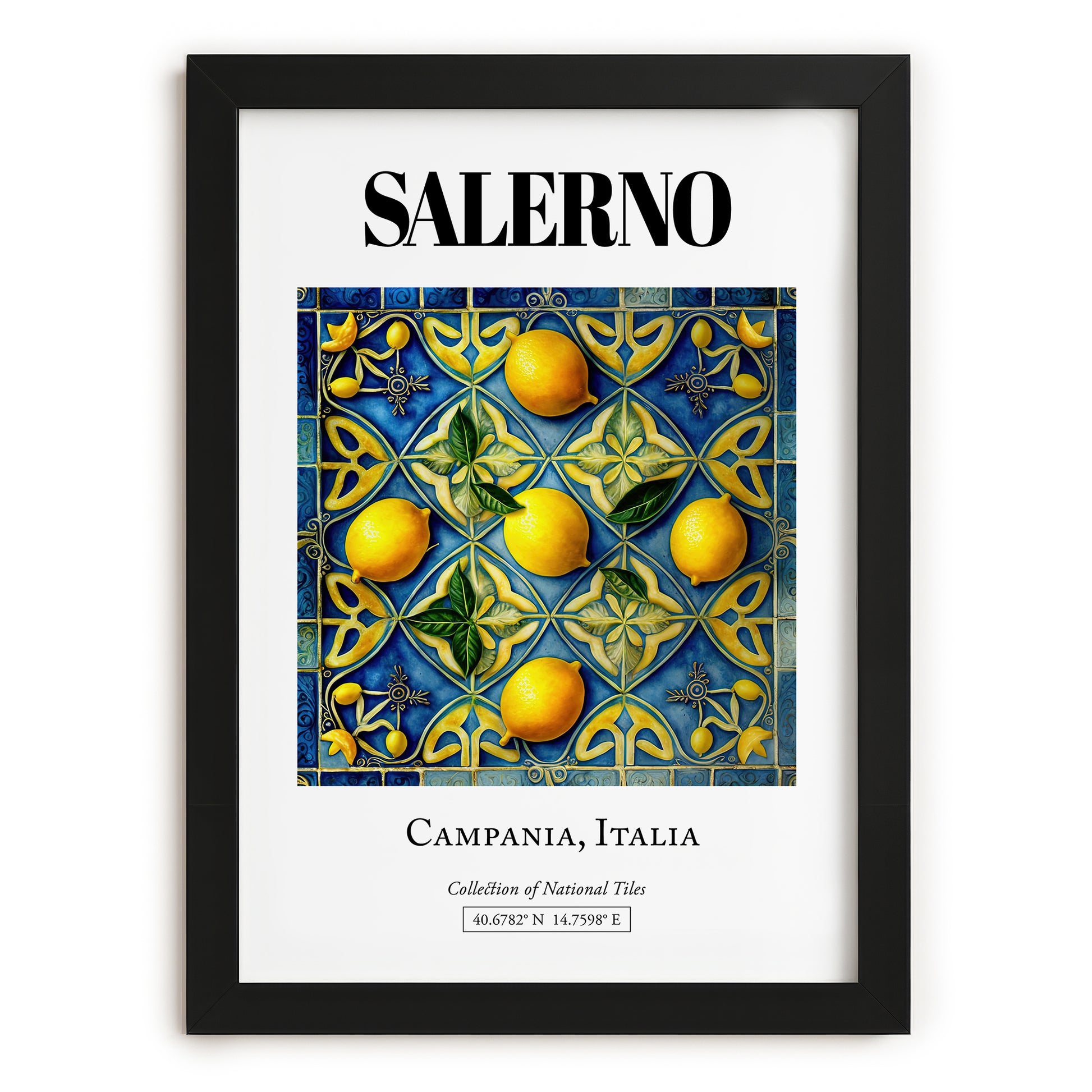 Salerno, Italy – Travel Print, in sleek black frame