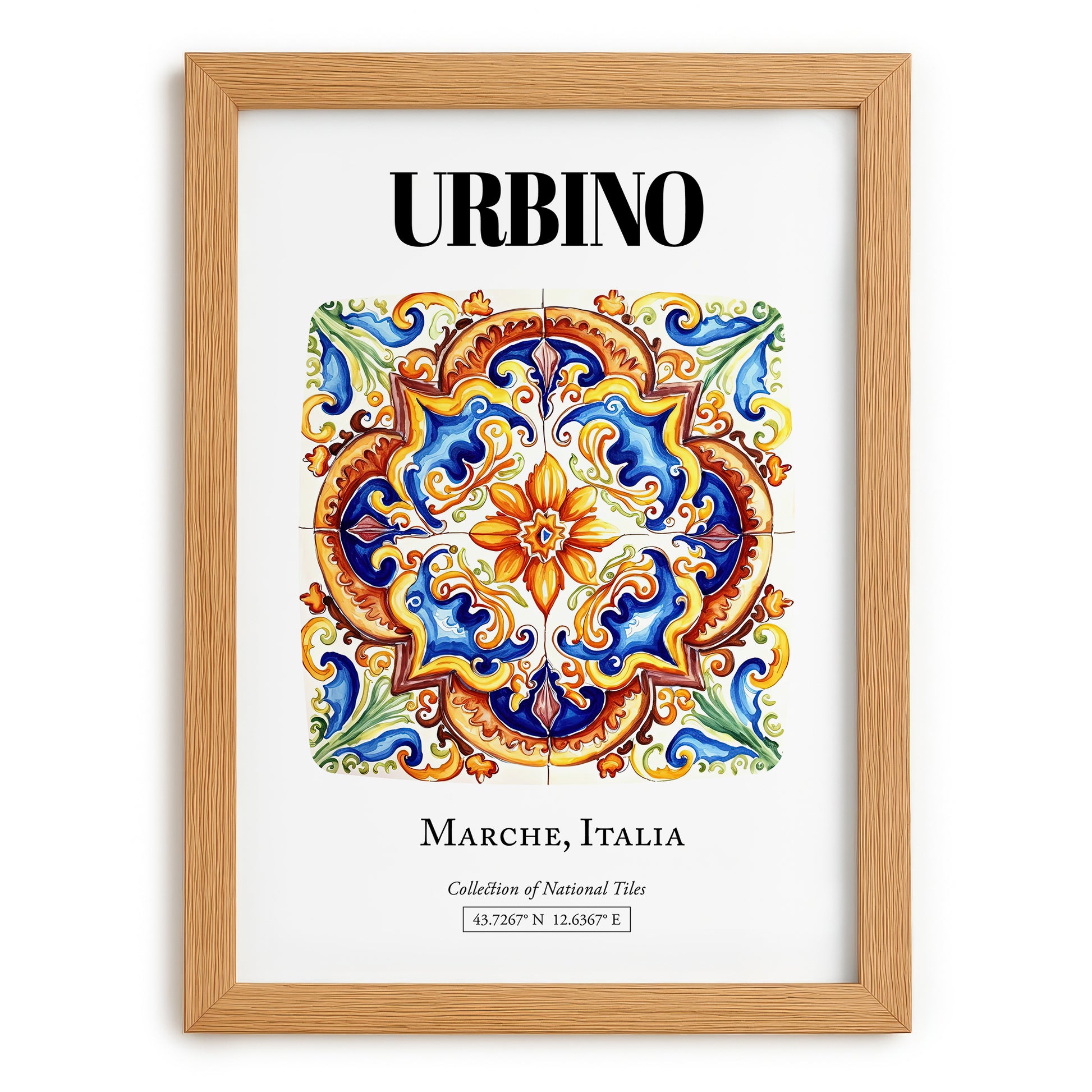 Urbino, Italy – Away From Home Poster, set in oak frame