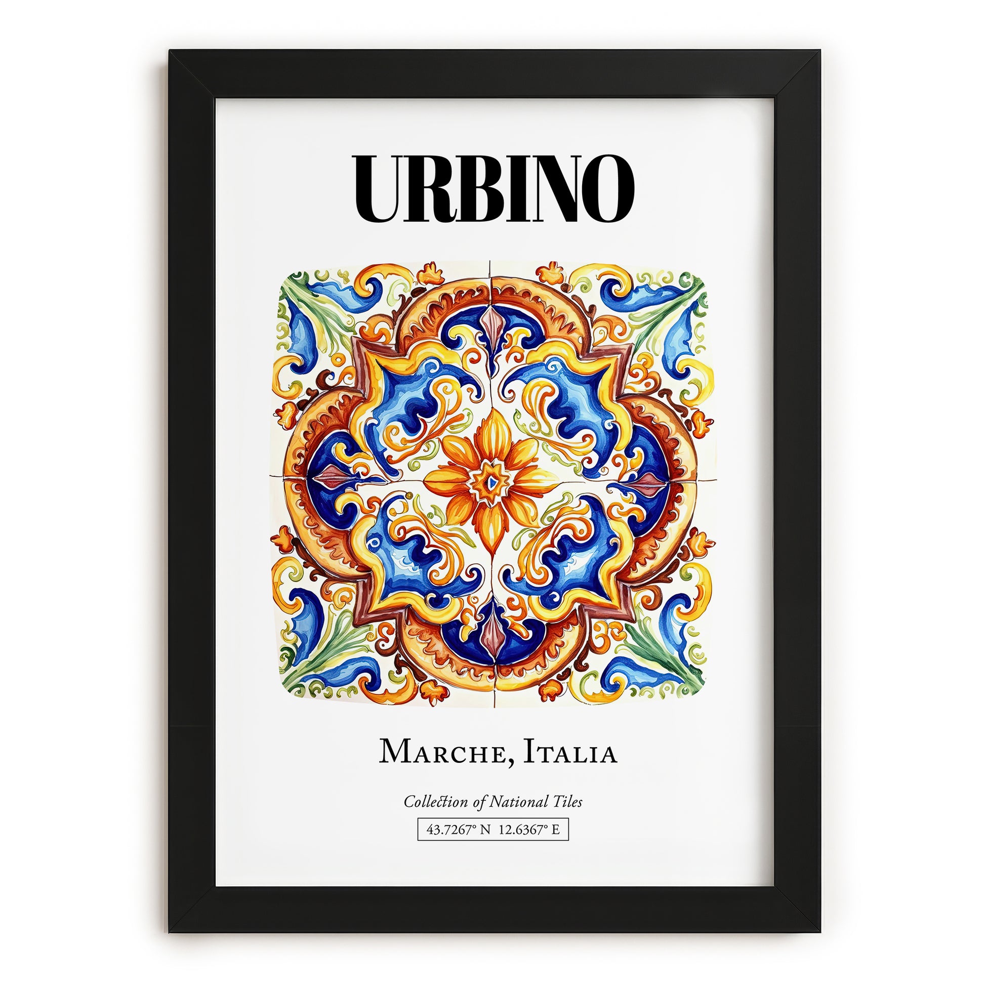 Urbino, Italy – Away From Home Poster, in sleek black frame