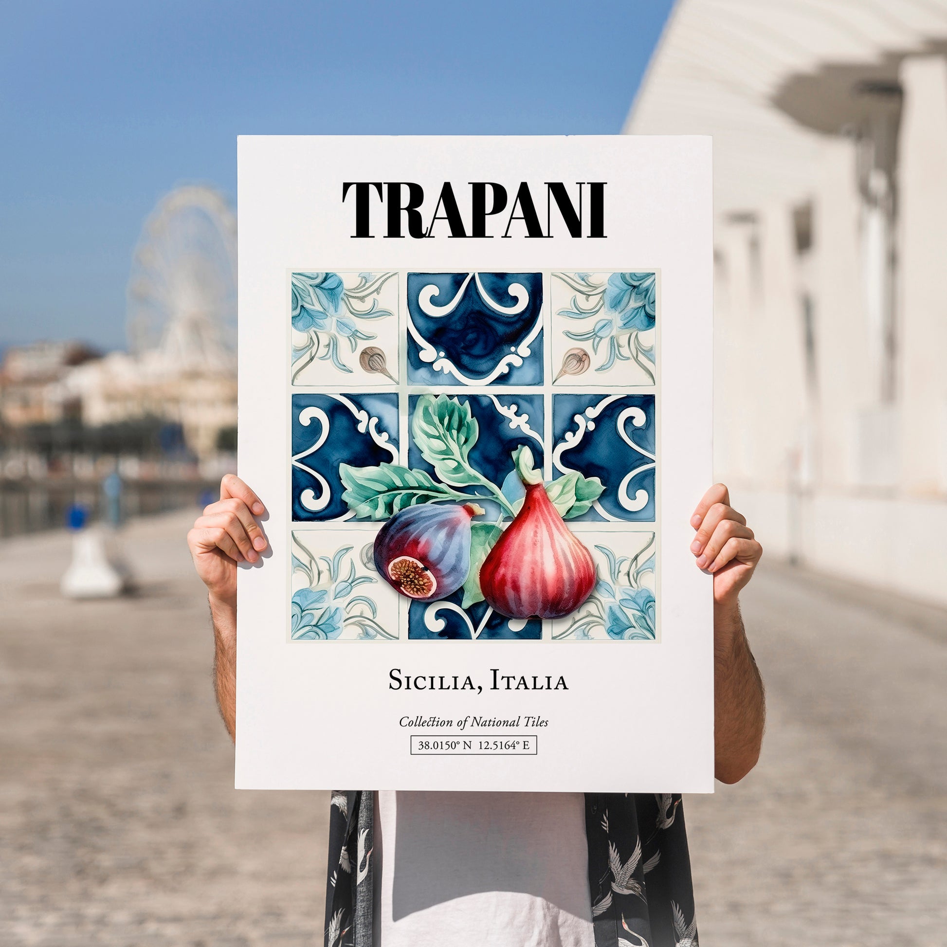 Trapani, Italy – Travel Poster, no-text version framed in wood