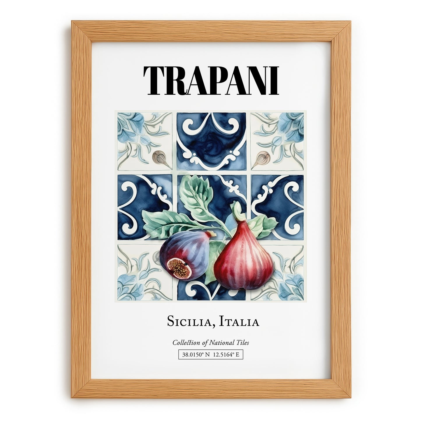 Trapani, Italy – Travel Poster, set in oak frame