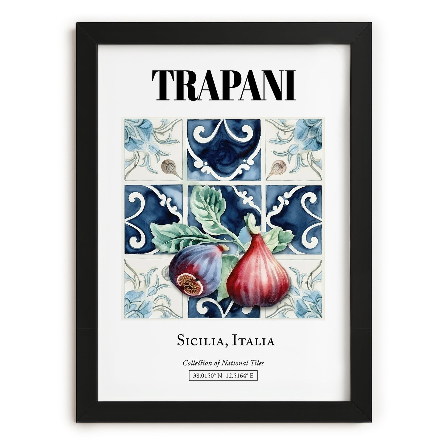 Trapani, Italy – Travel Poster, in sleek black frame