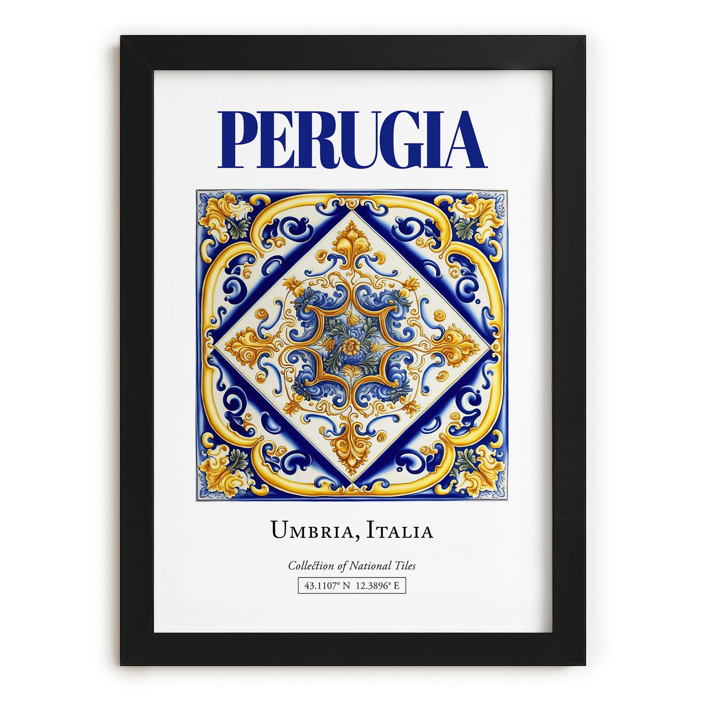 Perugia, Italy – Travel Print, in sleek black frame