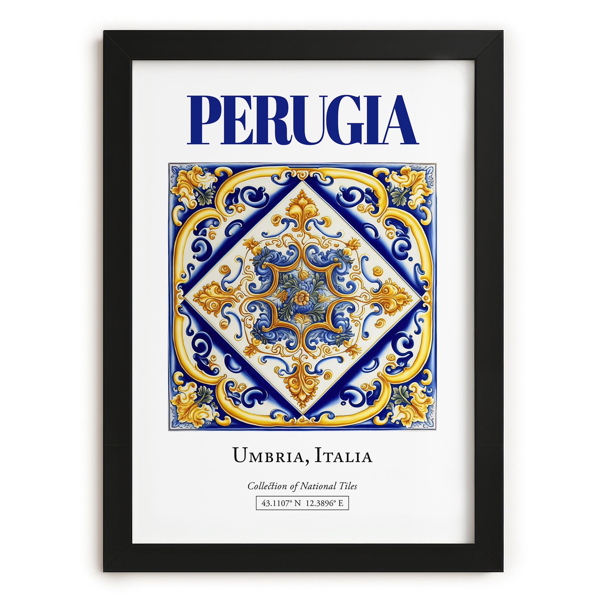 Perugia, Italy – Travel Print, in sleek black frame