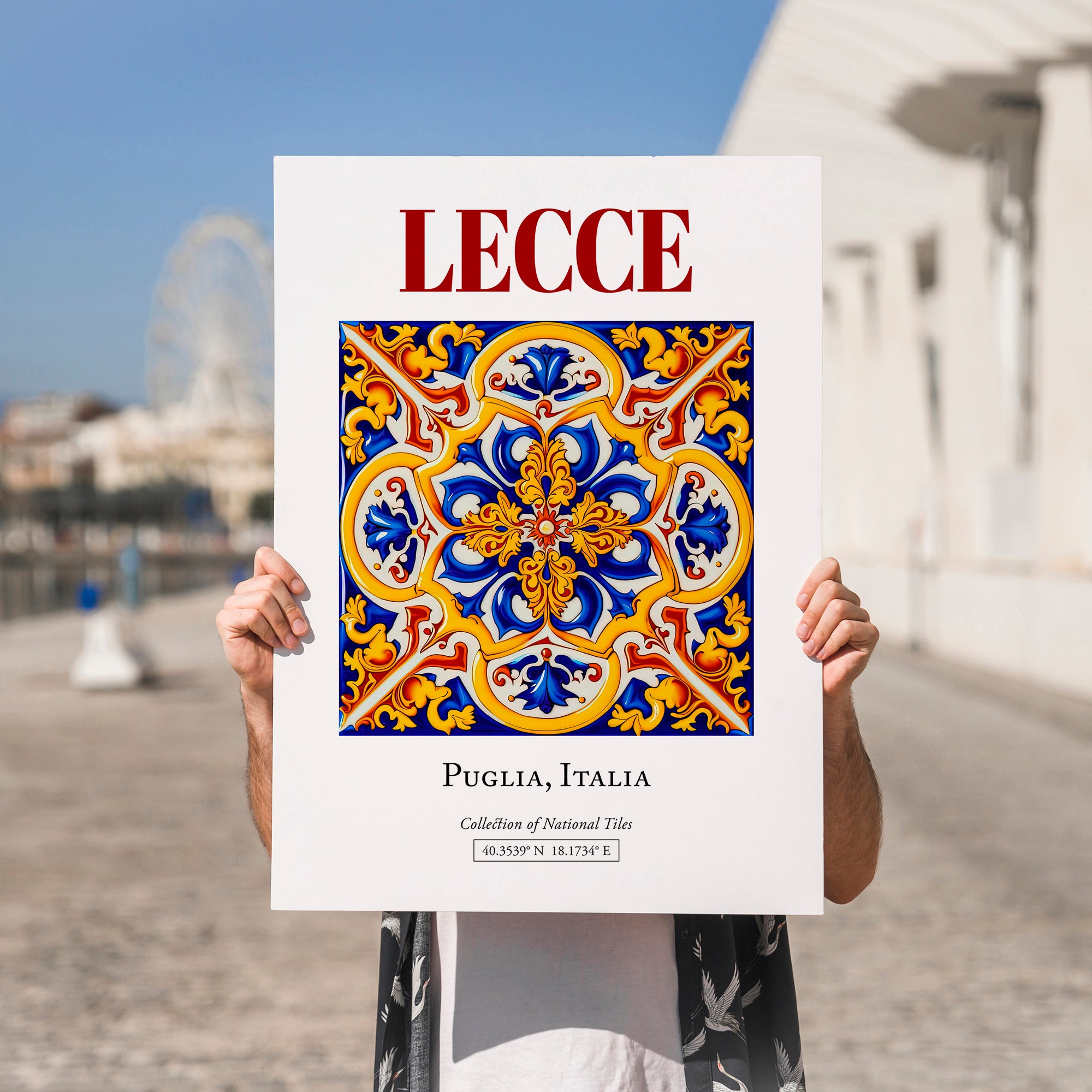 Lecce, Italy – Retro Travel Poster, no-text version framed in wood