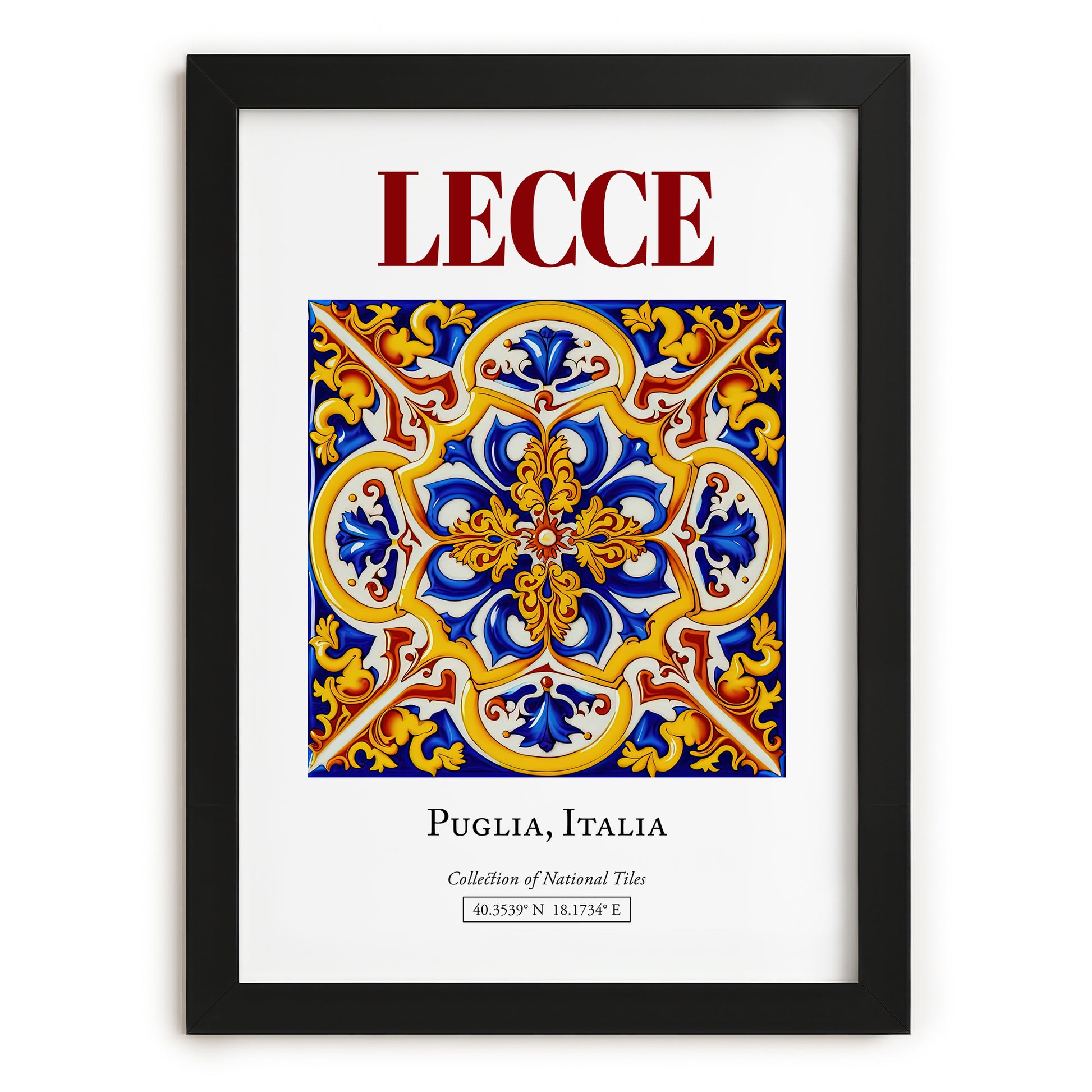 Lecce, Italy – Retro Travel Poster, in sleek black frame