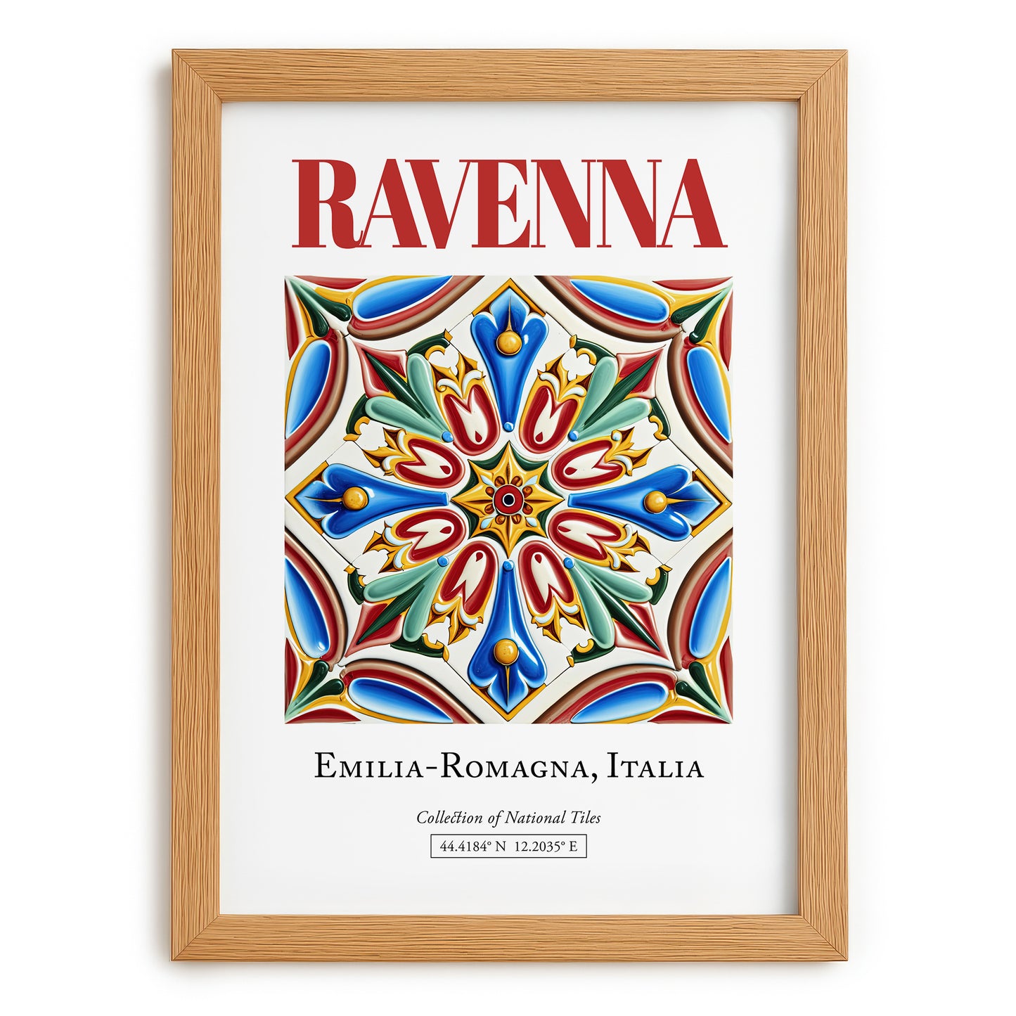 Ravenna, Italy – Tourist Destination Poster, set in oak frame