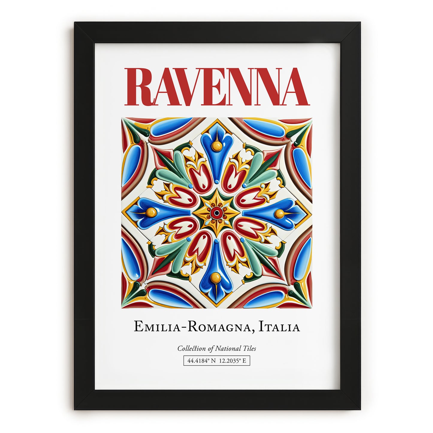 Ravenna, Italy – Tourist Destination Poster, in sleek black frame