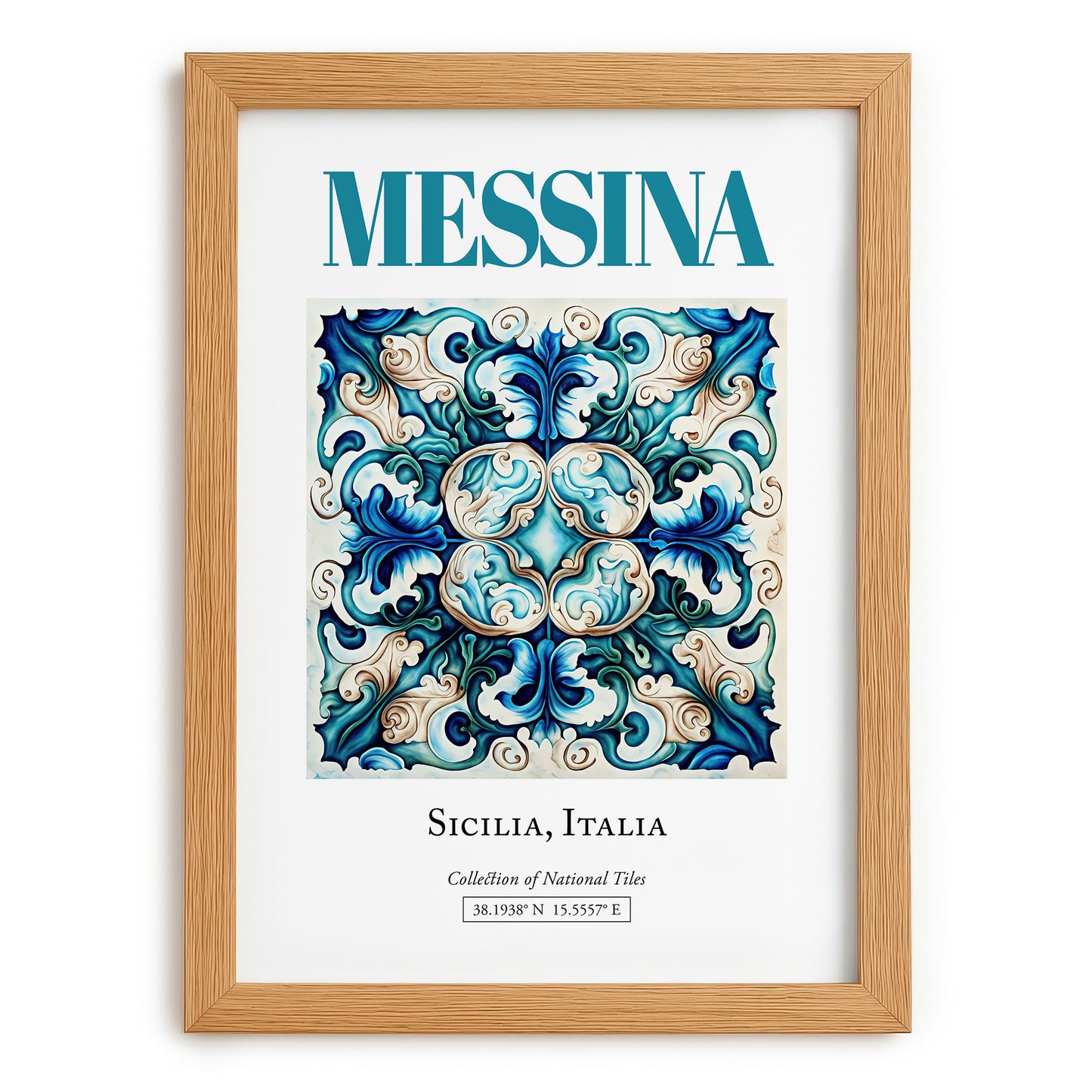 Messina, Italy – Architectural Travel Art, set in oak frame