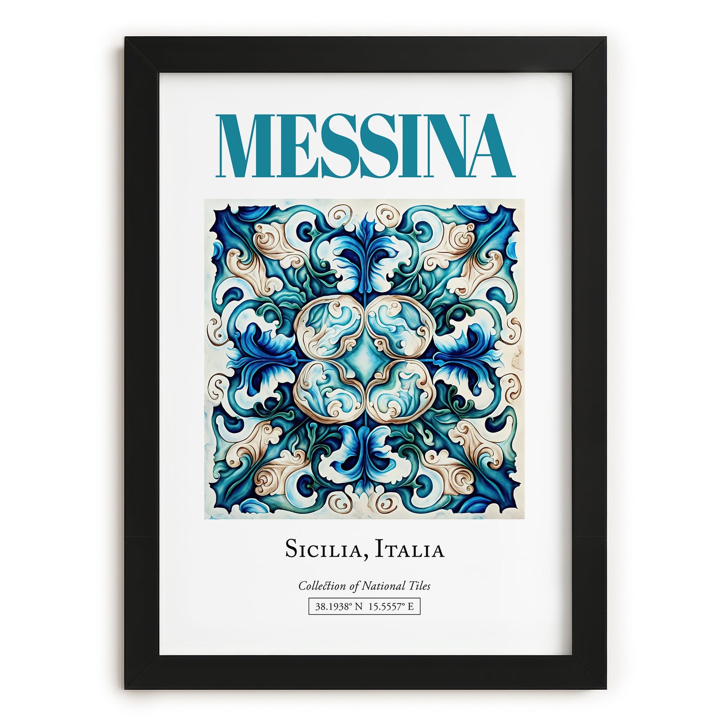 Messina, Italy – Architectural Travel Art, in sleek black frame