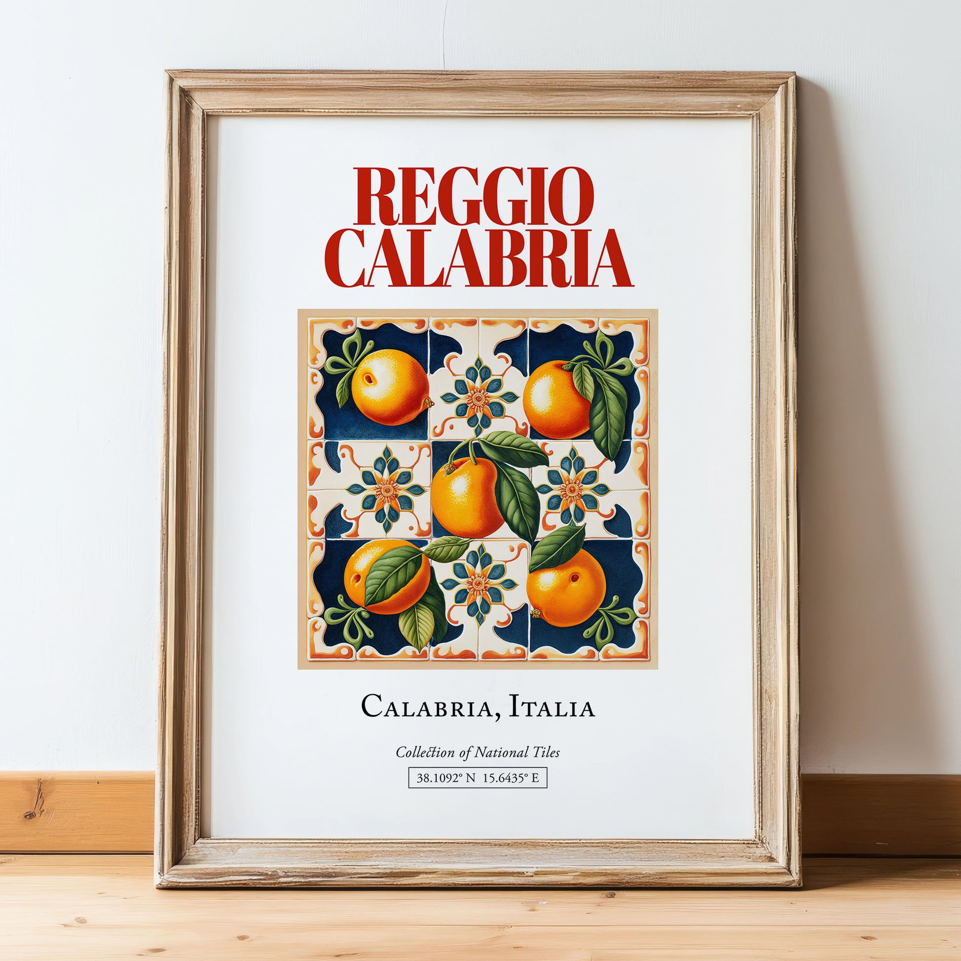 Reggio Calabria, Italy – Wanderlust-Inspired Poster, in wooden frame leaning on the floor